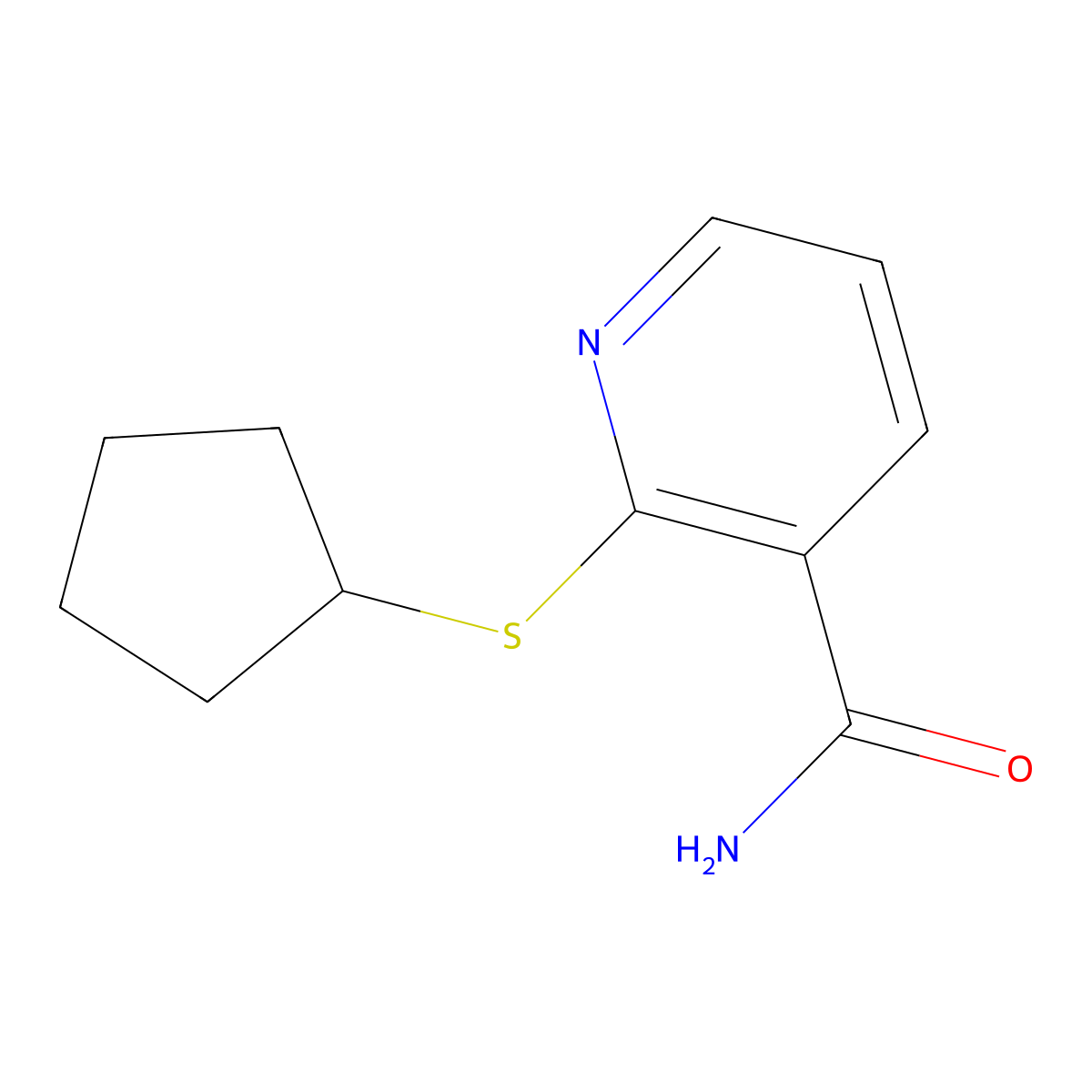 2-(Cyclopentylthio)-3-pyridinecarboxamide molecular structure, CAS 1311742-04-7