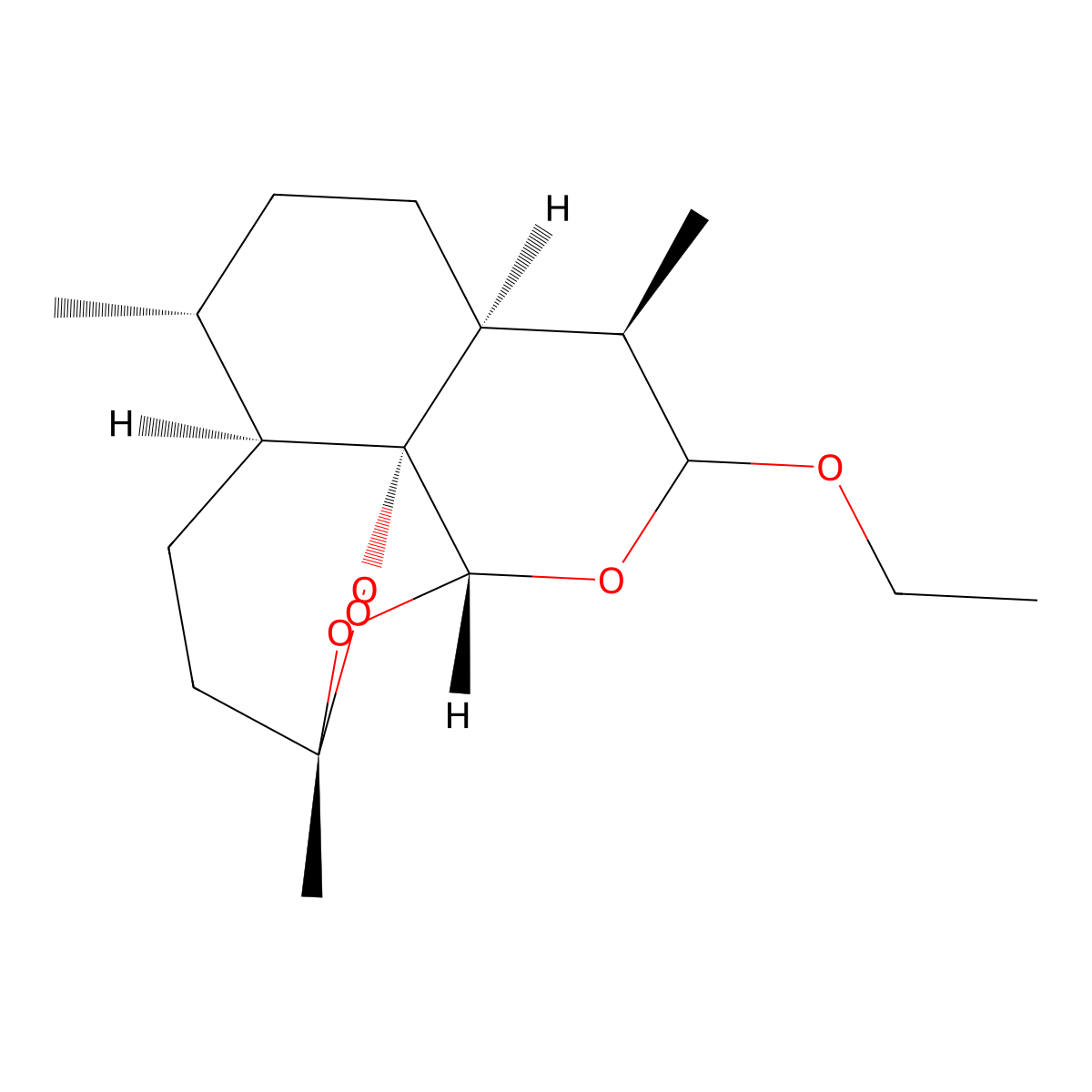 rel-(3R,5aS,6R,8aS,9R,12R,12aR)-10-Ethoxydecahydro-3,6,9-trimethyl-3,12-epoxy-12H-pyrano(4,3-j)-1,2-benzodioxepin molecular structure, CAS 131175-88-7