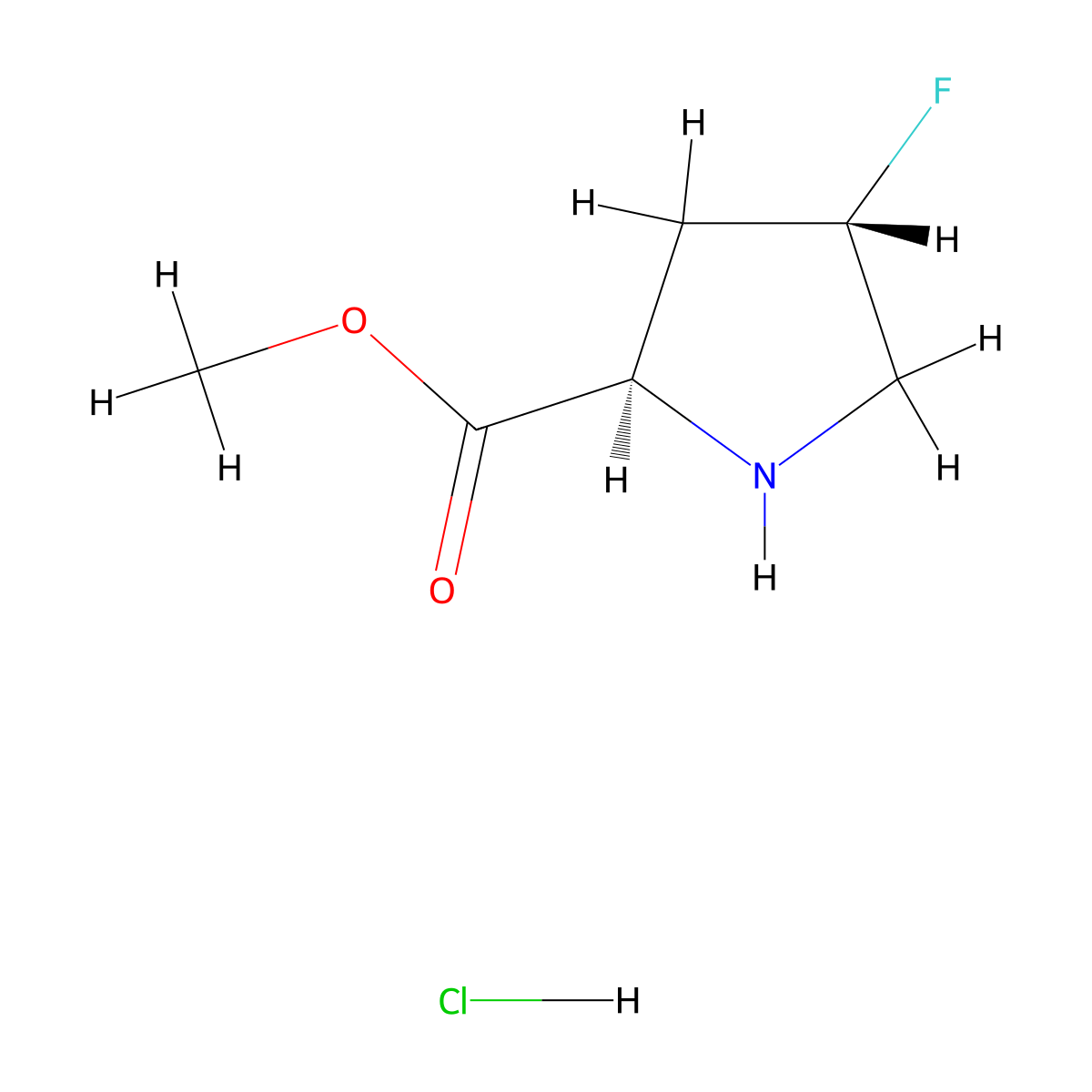 Methyl (2R,4S)-4-fluoropyrrolidine-2-carboxylate hydrochloride molecular structure, CAS 131176-03-9