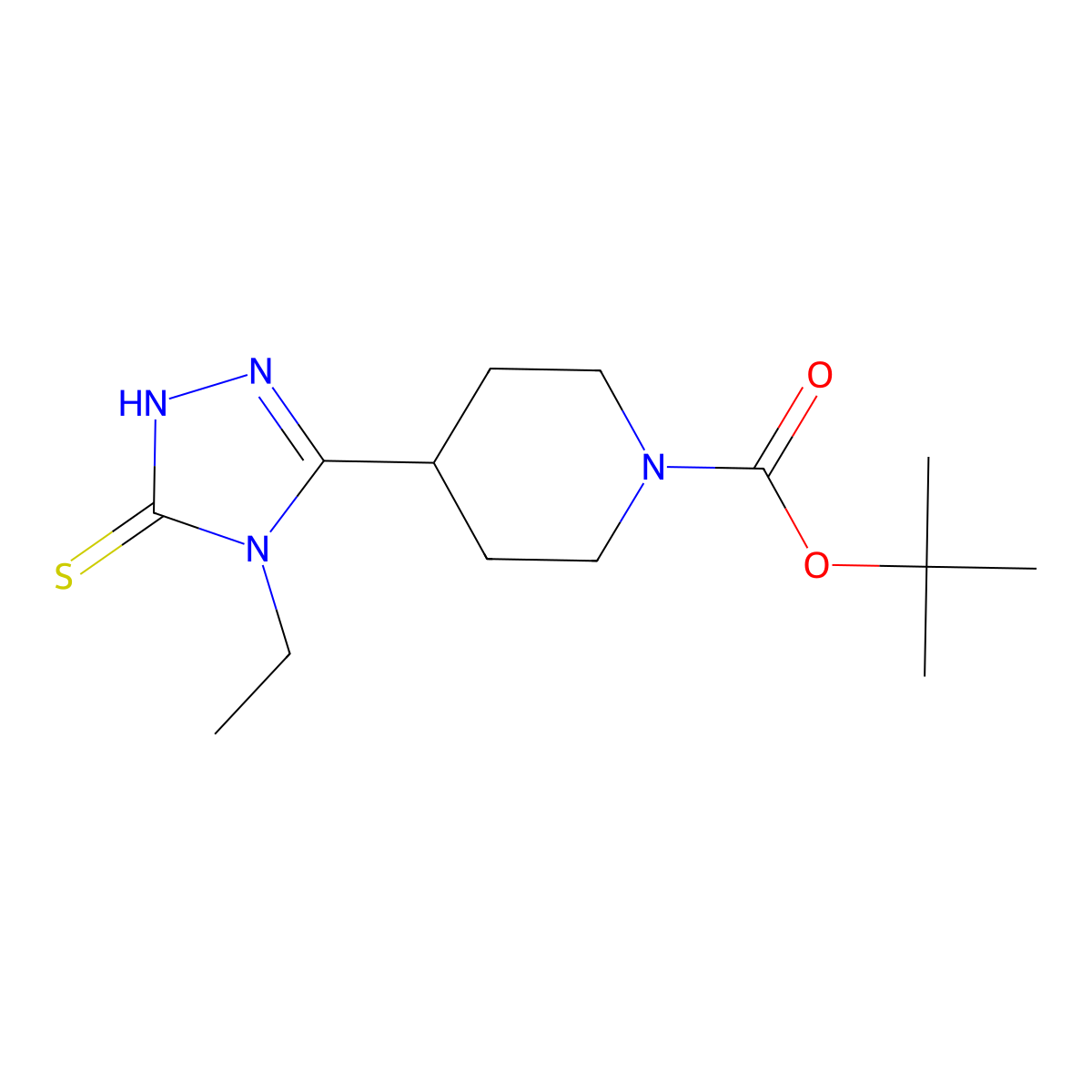 tert-butyl 4-(4-ethyl-5-sulfanyl-4H-1,2,4-triazol-3-yl)piperidine-1-carboxylate molecular structure, CAS 1311770-76-9