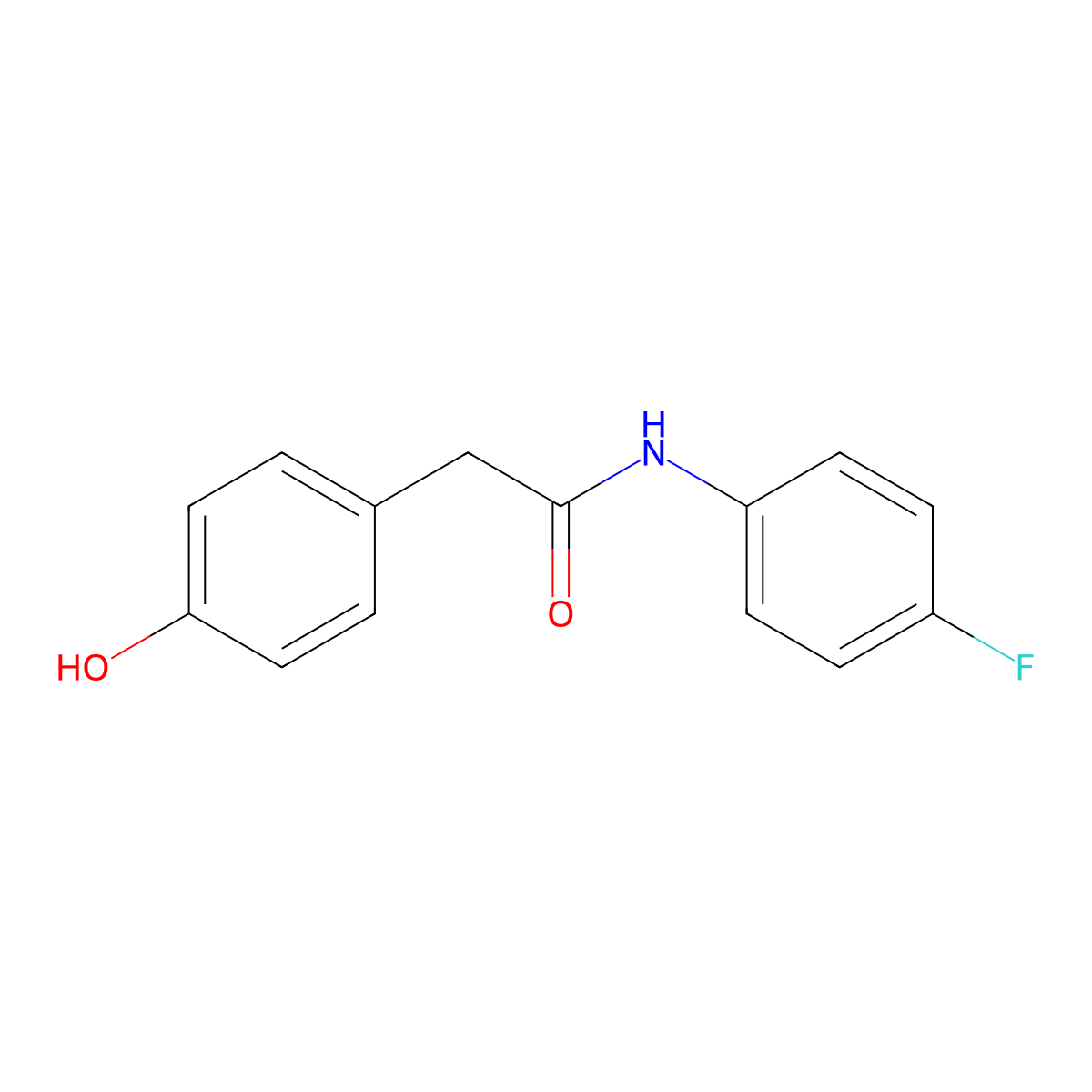 N-(4-fluorophenyl)-2-(4-hydroxyphenyl)acetamide molecular structure, CAS 131179-72-1