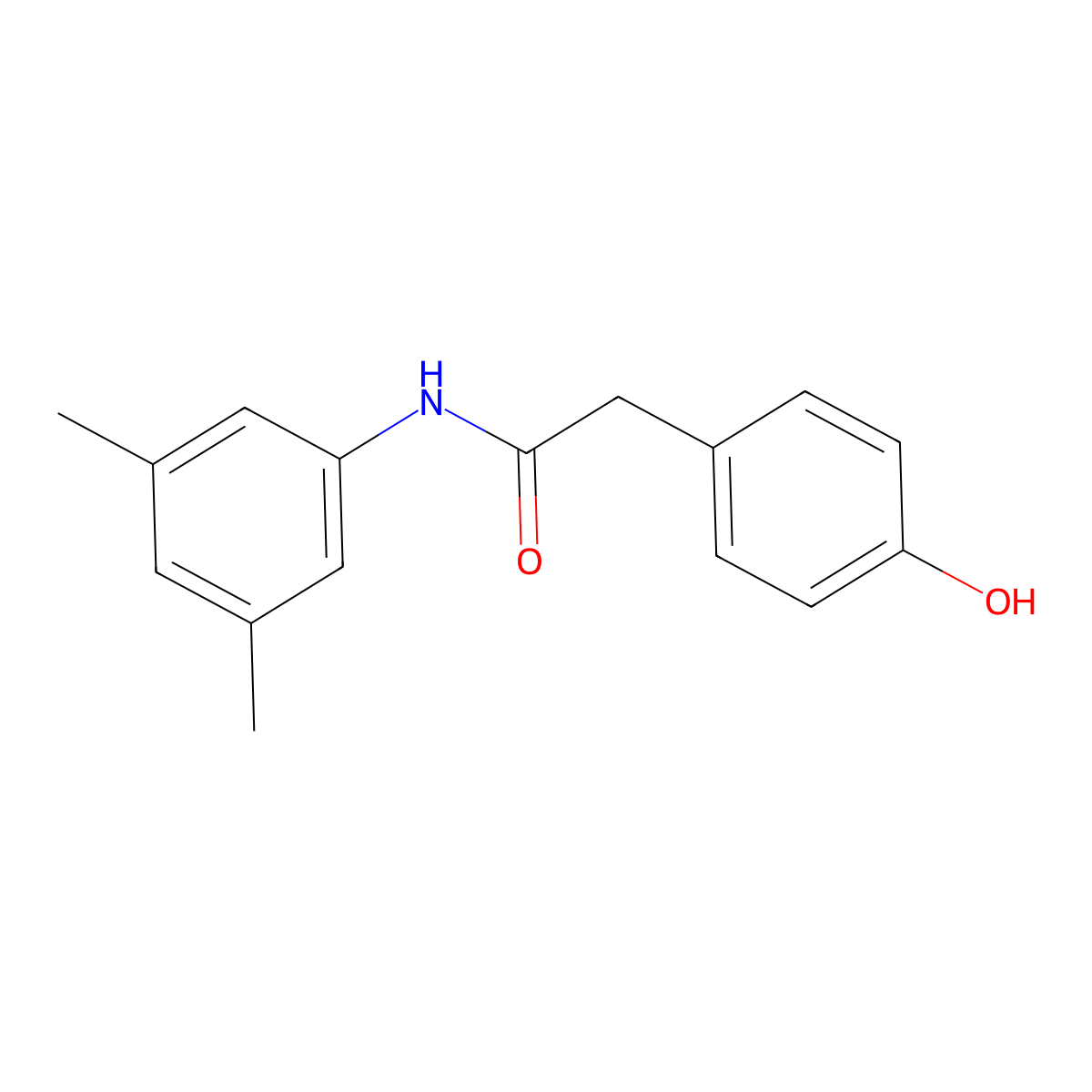 N-(3,5-dimethylphenyl)-2-(4-hydroxyphenyl)acetamide molecular structure, CAS 131179-77-6