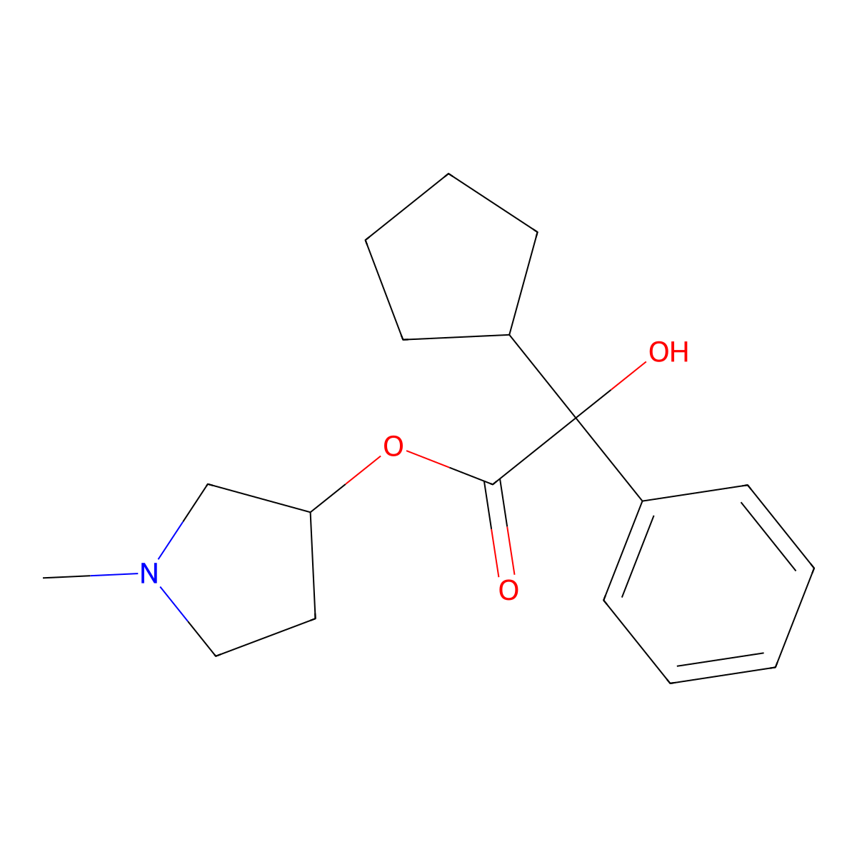 N-Methyl-3-pyrrolidinyl Cyclopentylmandelate molecular structure, CAS 13118-11-1