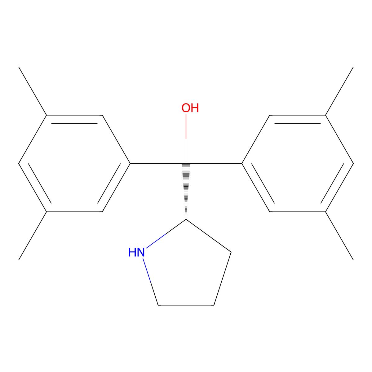 (S)-Bis(3,5-dimethylphenyl)(pyrrolidin-2-yl)methanol molecular structure, CAS 131180-63-7