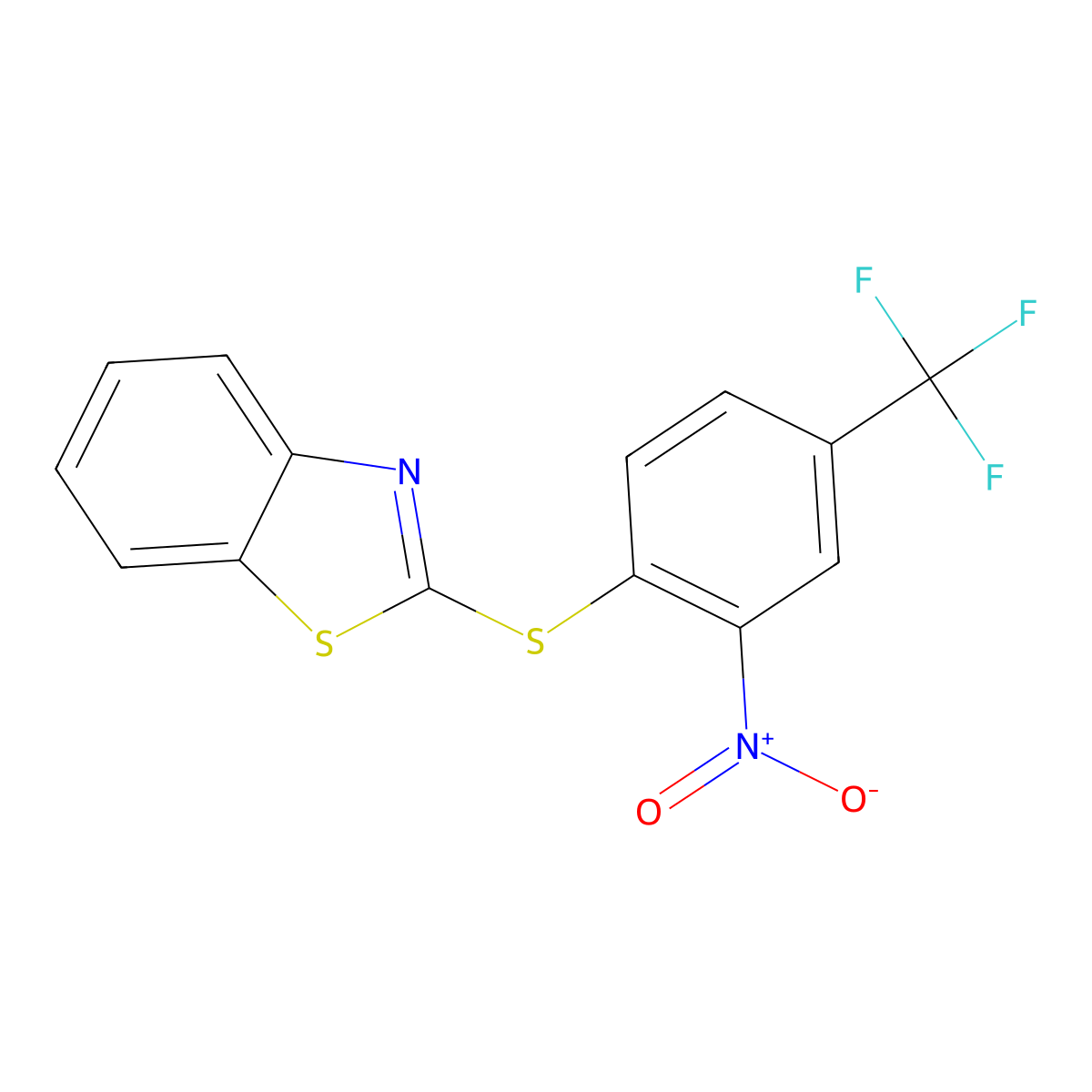 2-{[2-Nitro-4-(trifluoromethyl)phenyl]thio}-1,3-benzothiazole molecular structure, CAS 131182-91-7