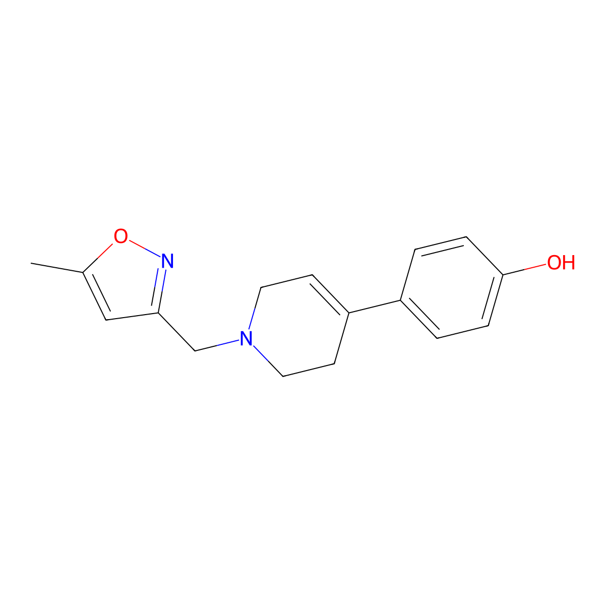 4-{1-[(5-Methyl-1,2-oxazol-3-yl)methyl]-1,2,3,6-tetrahydropyridin-4-yl}phenol molecular structure, CAS 1311839-93-6