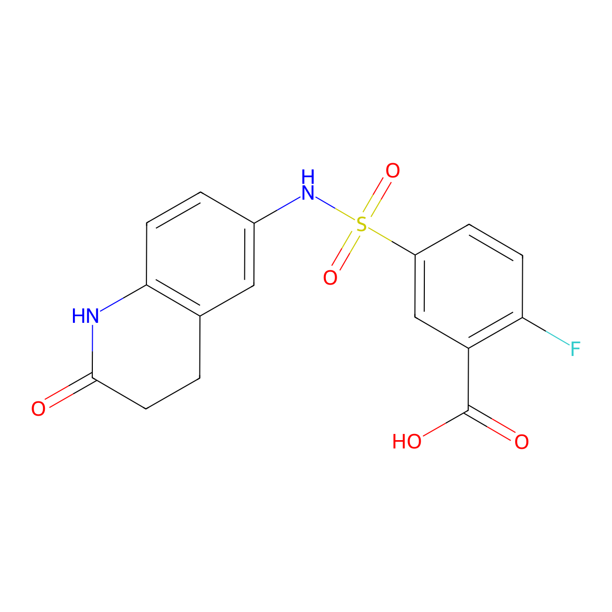 2-Fluoro-5-(N-(2-oxo-1,2,3,4-tetrahydroquinolin-6-YL)sulfamoyl)benzoic acid molecular structure, CAS 1311849-28-1