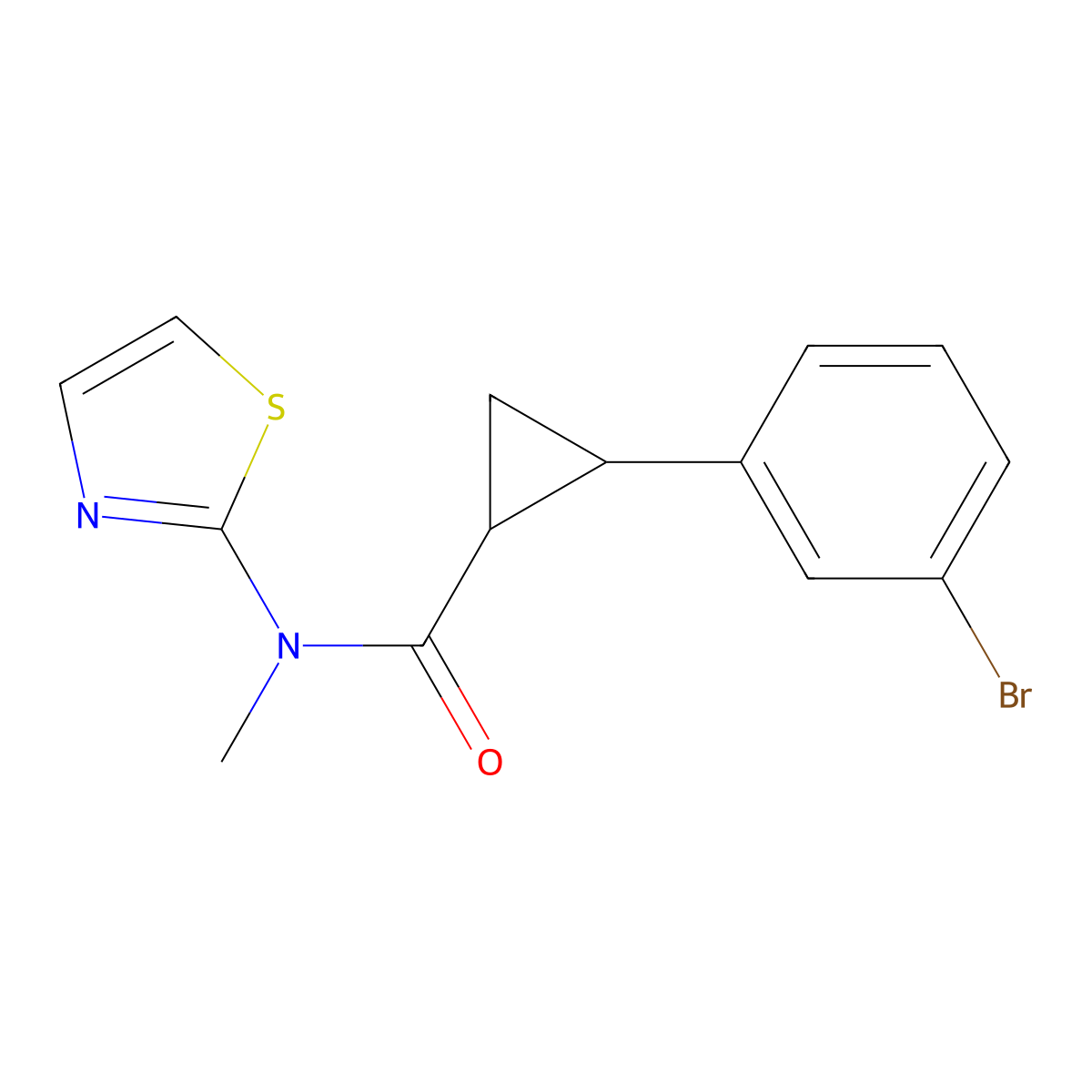 Cyclopropanecarboxamide, 2-(3-bromophenyl)-N-methyl-N-2-thiazolyl- molecular structure, CAS 1311870-36-6