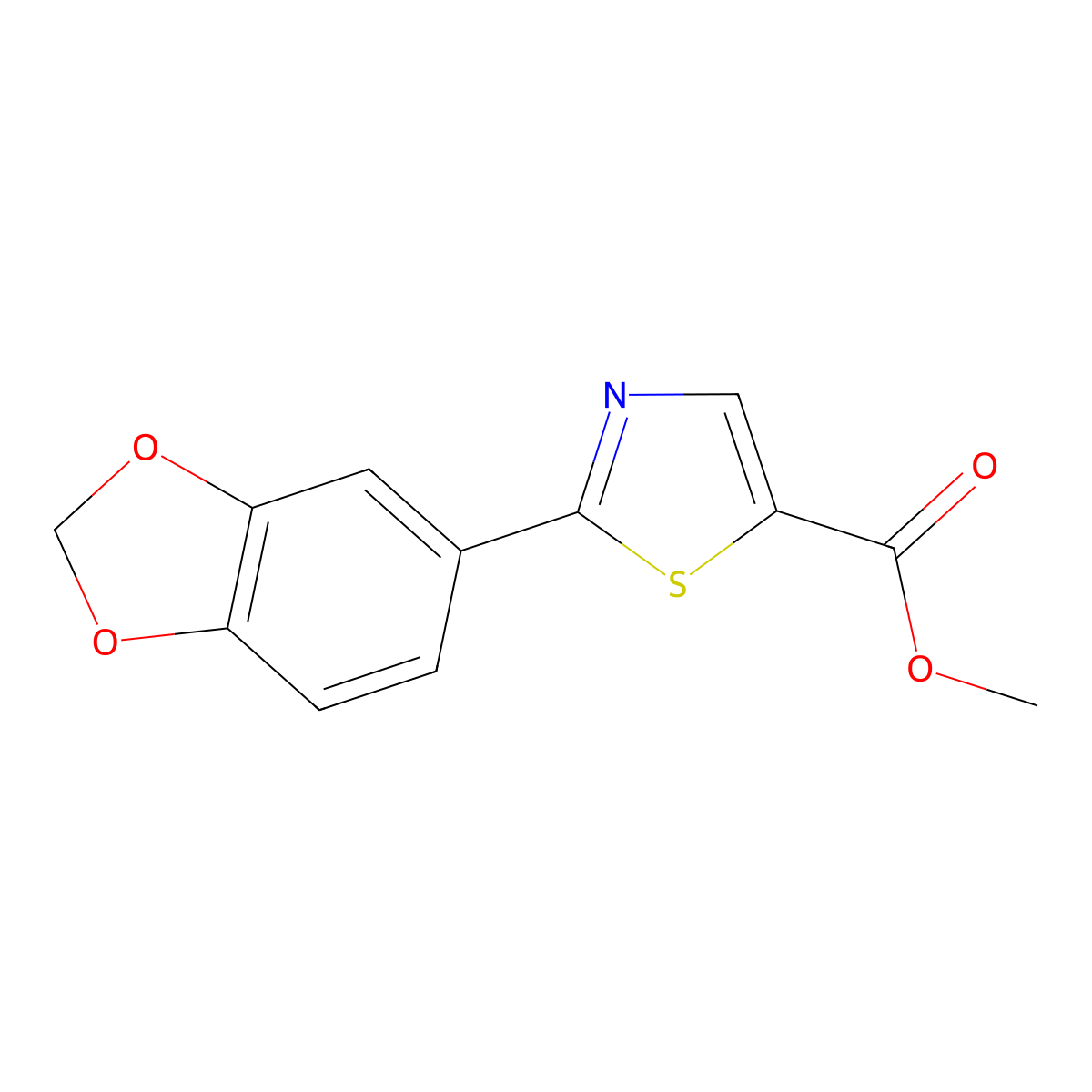 Methyl 2-(benzo[d][1,3]dioxol-5-yl)thiazole-5-carboxylate molecular structure, CAS 1311882-51-5