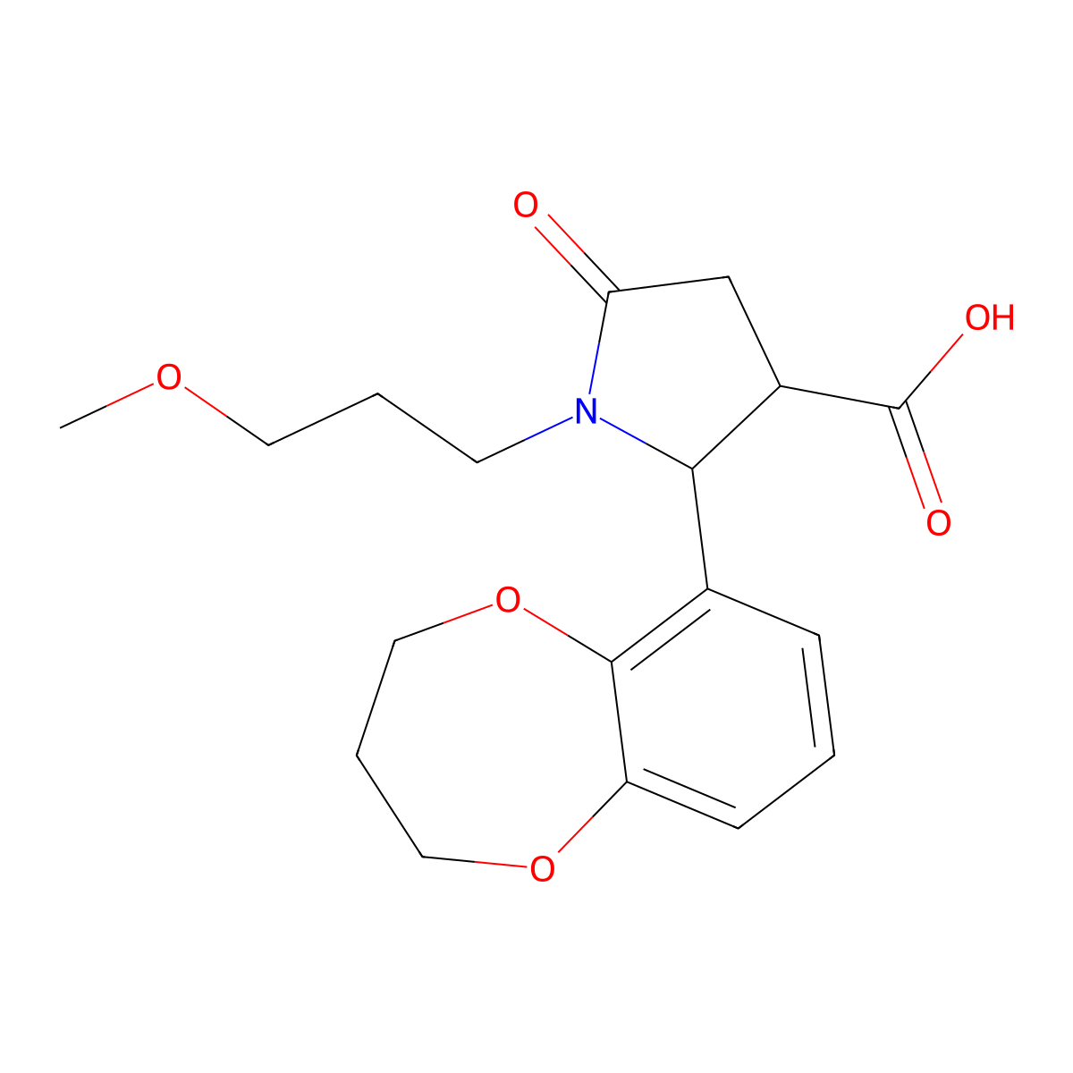 2-(3,4-dihydro-2H-1,5-benzodioxepin-6-yl)-1-(3-methoxypropyl)-5-oxopyrrolidine-3-carboxylic acid molecular structure, CAS 1311885-02-5
