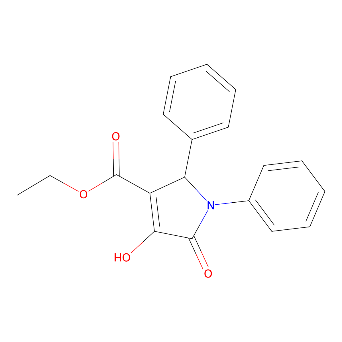 ethyl 4-hydroxy-5-oxo-1,2-diphenyl-2,5-dihydro-1H-pyrrole-3-carboxylate molecular structure, CAS 131189-25-8