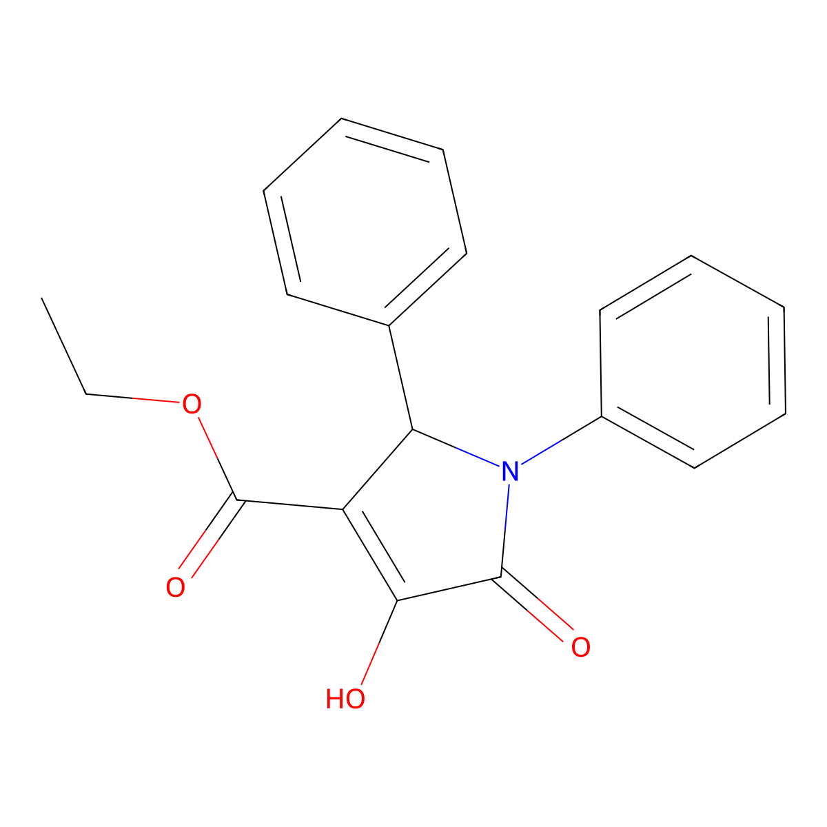 ethyl 4-hydroxy-5-oxo-1,2-diphenyl-2,5-dihydro-1H-pyrrole-3-carboxylate molecular structure, CAS 131189-25-8