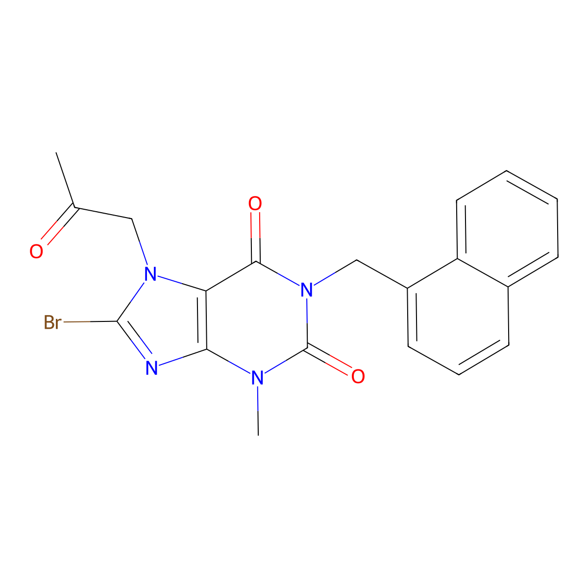 8-bromo-3-methyl-1-[(naphthalen-1-yl)methyl]-7-(2-oxopropyl)-2,3,6,7-tetrahydro-1H-purine-2,6-dione molecular structure, CAS 1311898-81-3