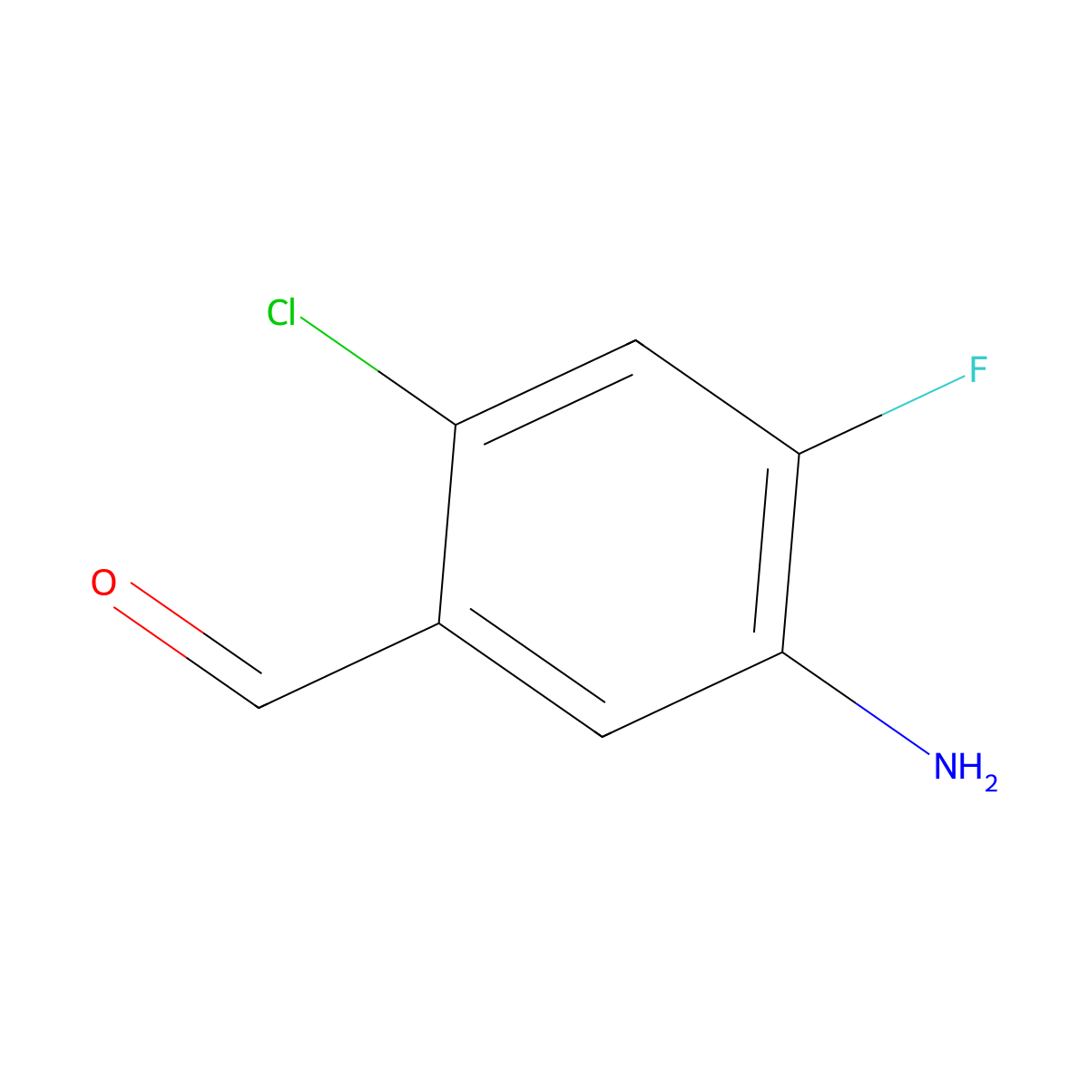 5-Amino-2-chloro-4-fluorobenzaldehyde molecular structure, CAS 131191-64-5