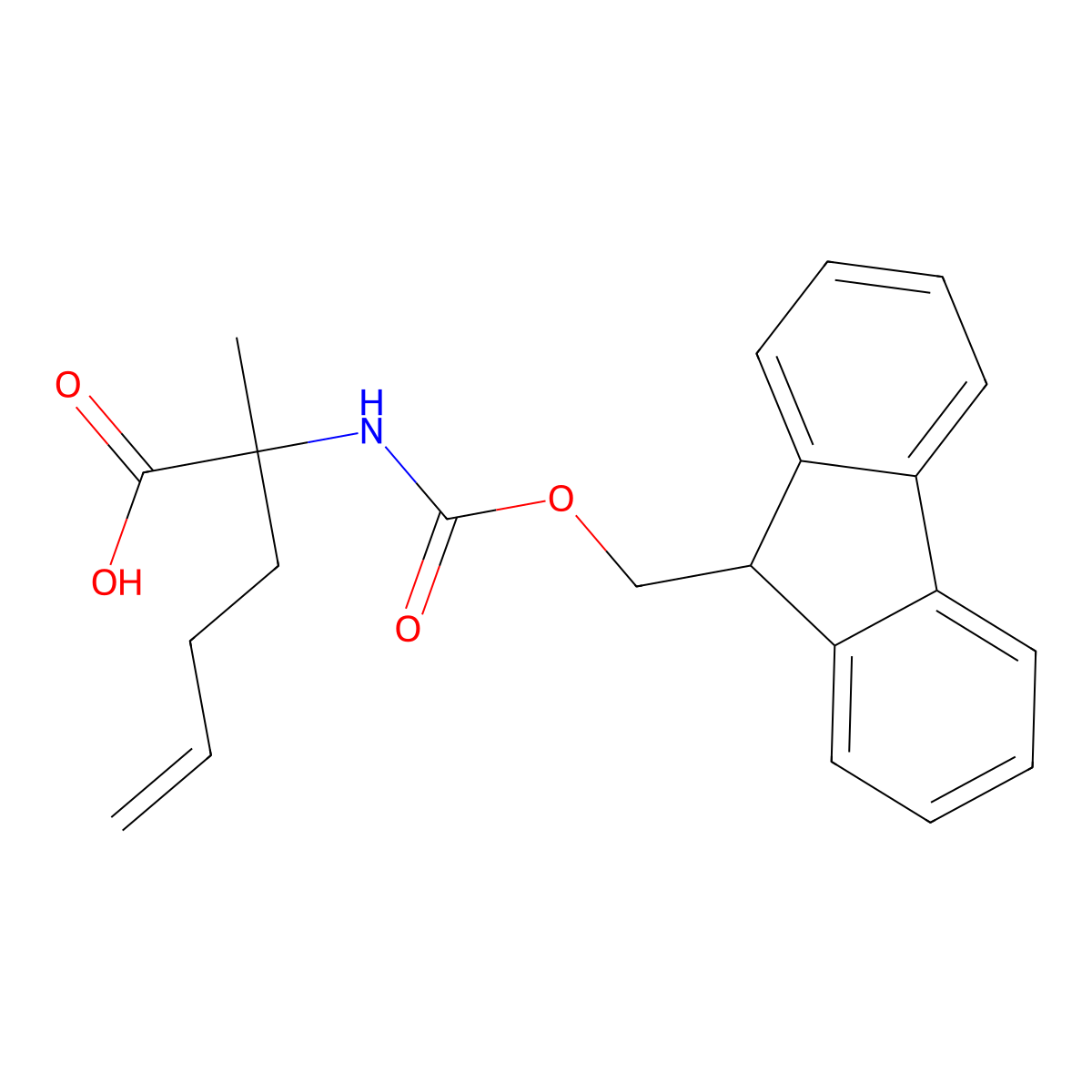 (R)-2-((((9H-Fluoren-9-yl)methoxy)carbonyl)amino)-2-methylhex-5-enoic acid molecular structure, CAS 1311933-82-0