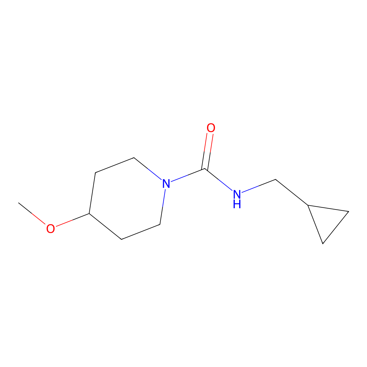 N-(cyclopropylmethyl)-4-methoxypiperidine-1-carboxamide molecular structure, CAS 1311941-76-0