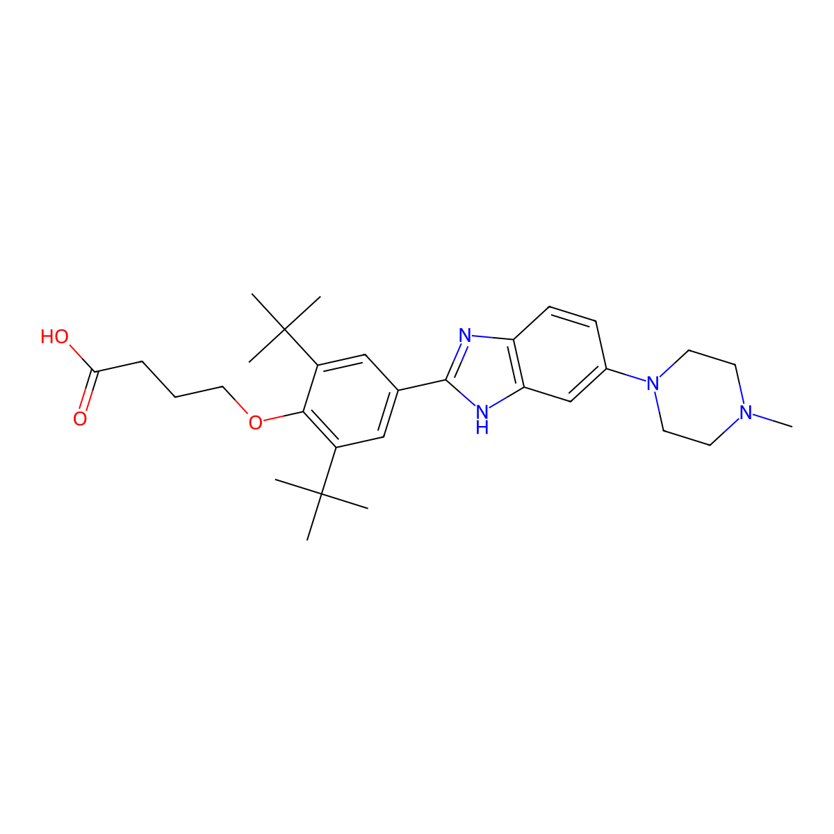4-(2,6-di-tert-butyl-4-(6-(4-methylpiperazin-1-yl)-1H-benzo[d]imidazoL-2-yl)phenoxy)butanoic acid molecular structure, CAS 1311982-93-0