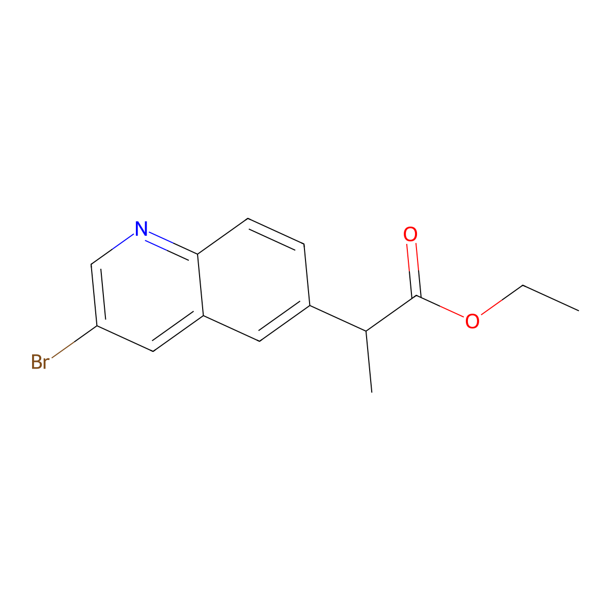 Ethyl 2-(3-bromoquinolin-6-yl)propanoate molecular structure, CAS 1311992-92-3