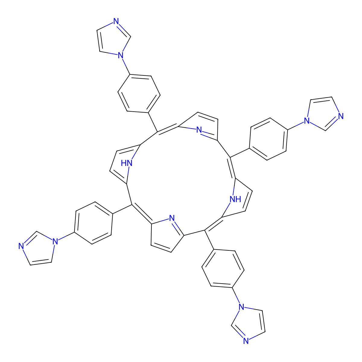 5,10,15,20-Tetrakis(4-(1H-imidazol-1-yl)phenyl)porphyrin molecular structure, CAS 1311998-62-5