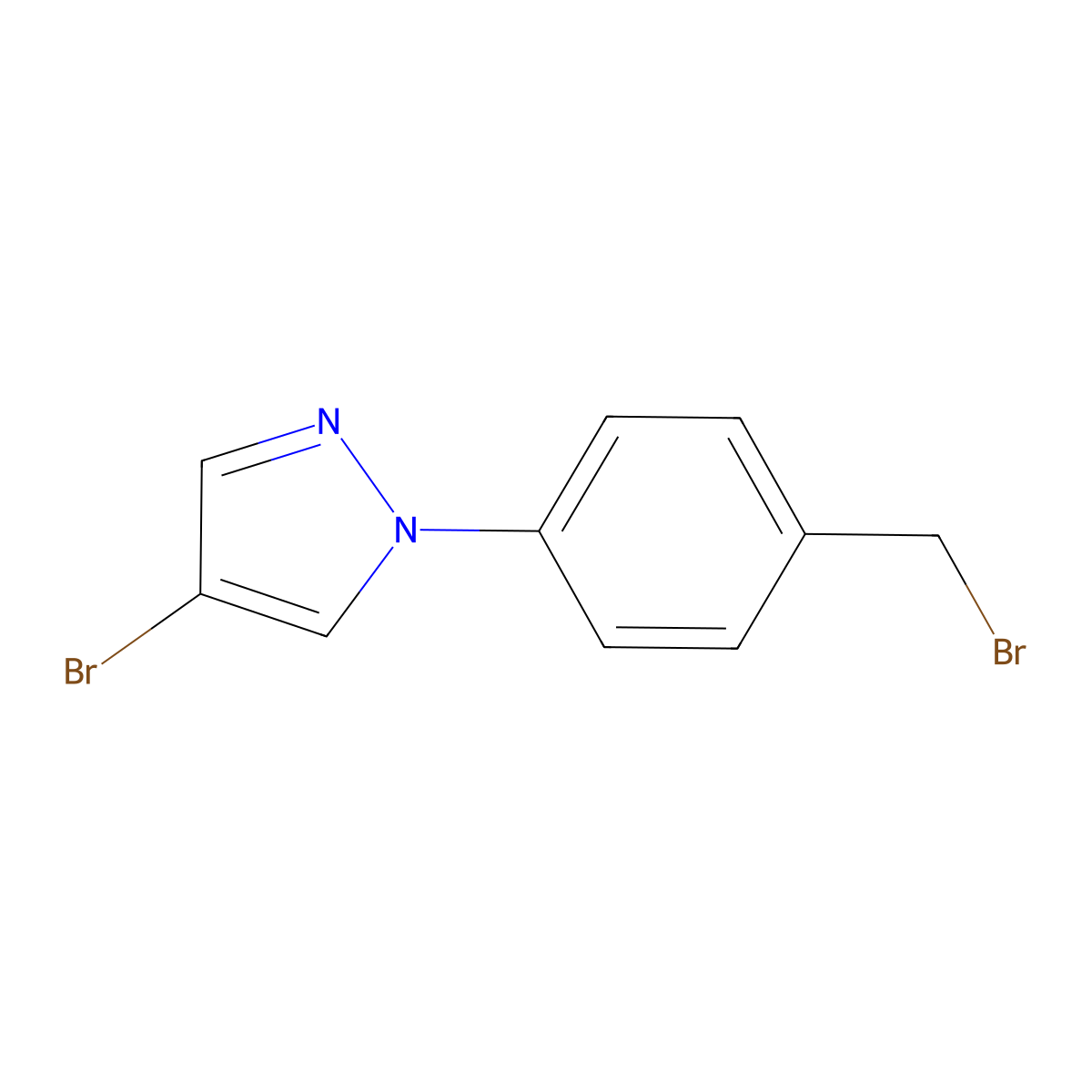 4-Bromo-1-[4-(bromomethyl)phenyl]pyrazole molecular structure, CAS 1312008-09-5
