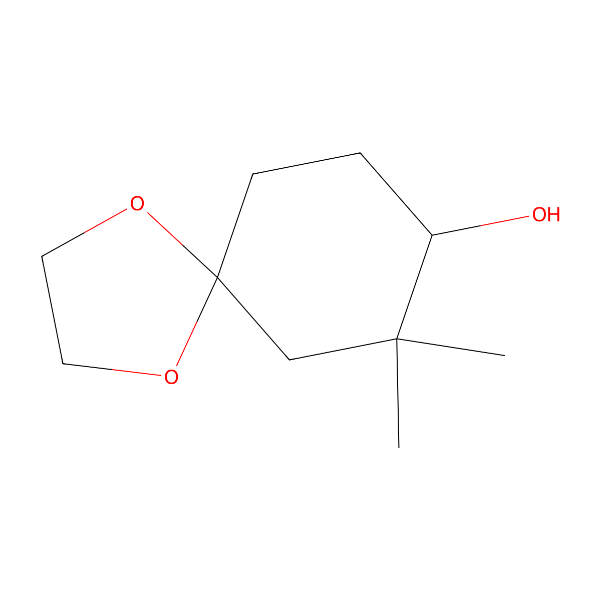 7,7-Dimethyl-1,4-dioxaspiro[4.5]decan-8-ol molecular structure, CAS 131206-74-1