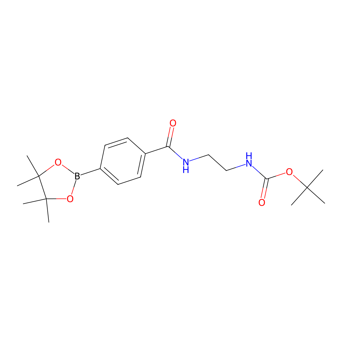tert-Butyl (2-(4-(4,4,5,5-tetramethyl-1,3,2-dioxaborolan-2-yl)benzamido)ethyl)carbamate molecular structure, CAS 1312069-26-3