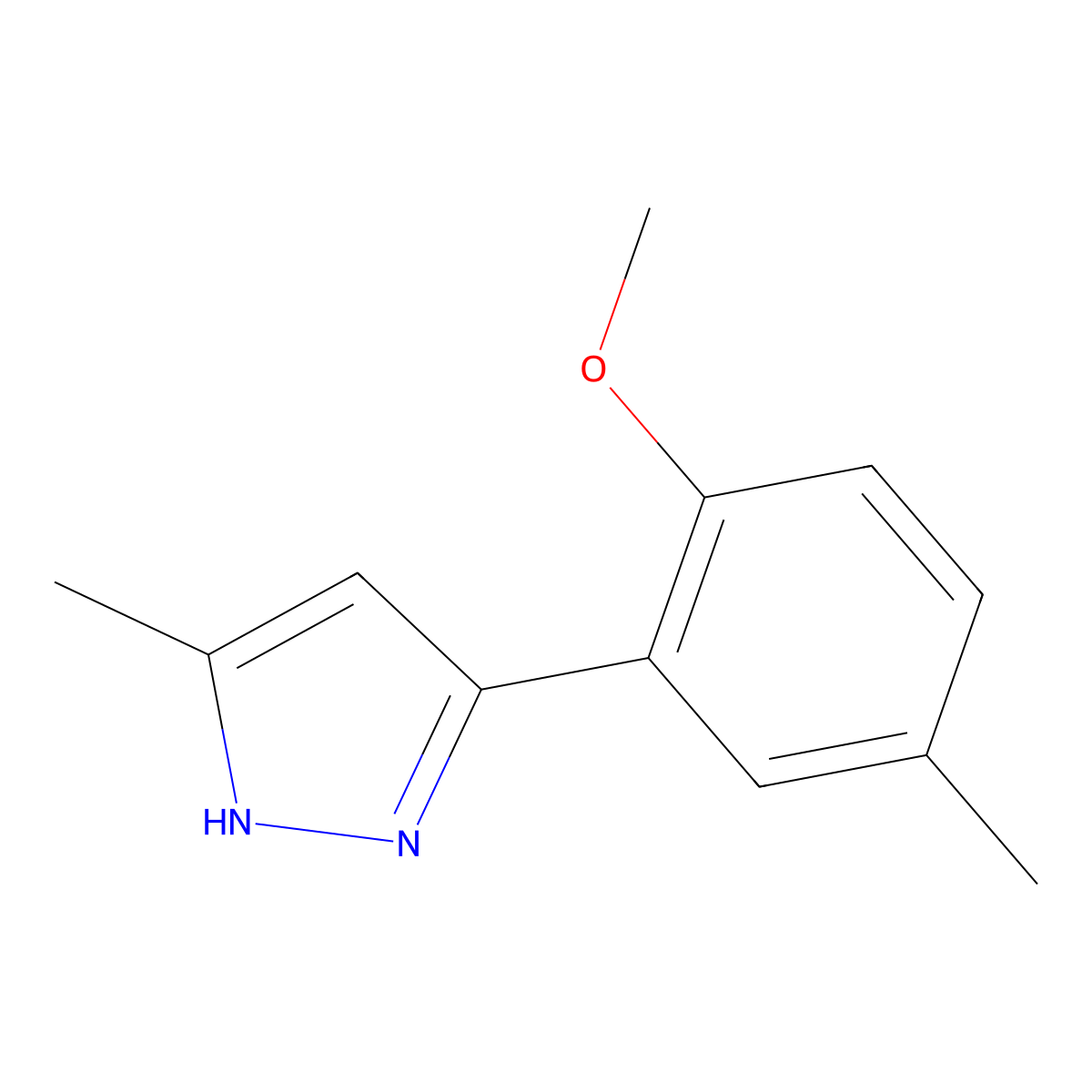 3-(2-Methoxy-5-methylphenyl)-5-methyl-1H-pyrazole molecular structure, CAS 1312103-85-7
