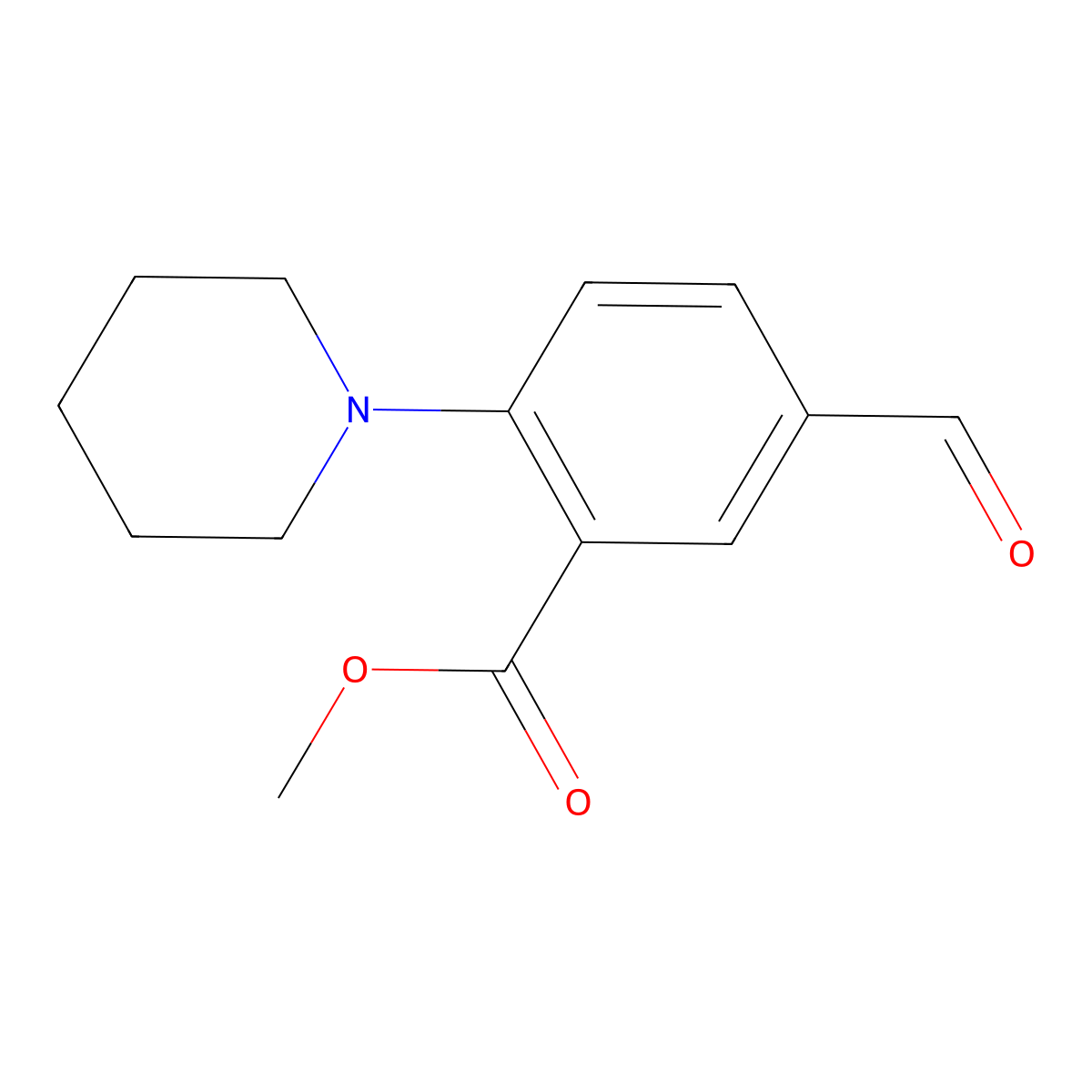 Methyl 5-formyl-2-(piperidin-1-yl)benzoate molecular structure, CAS 1312117-73-9
