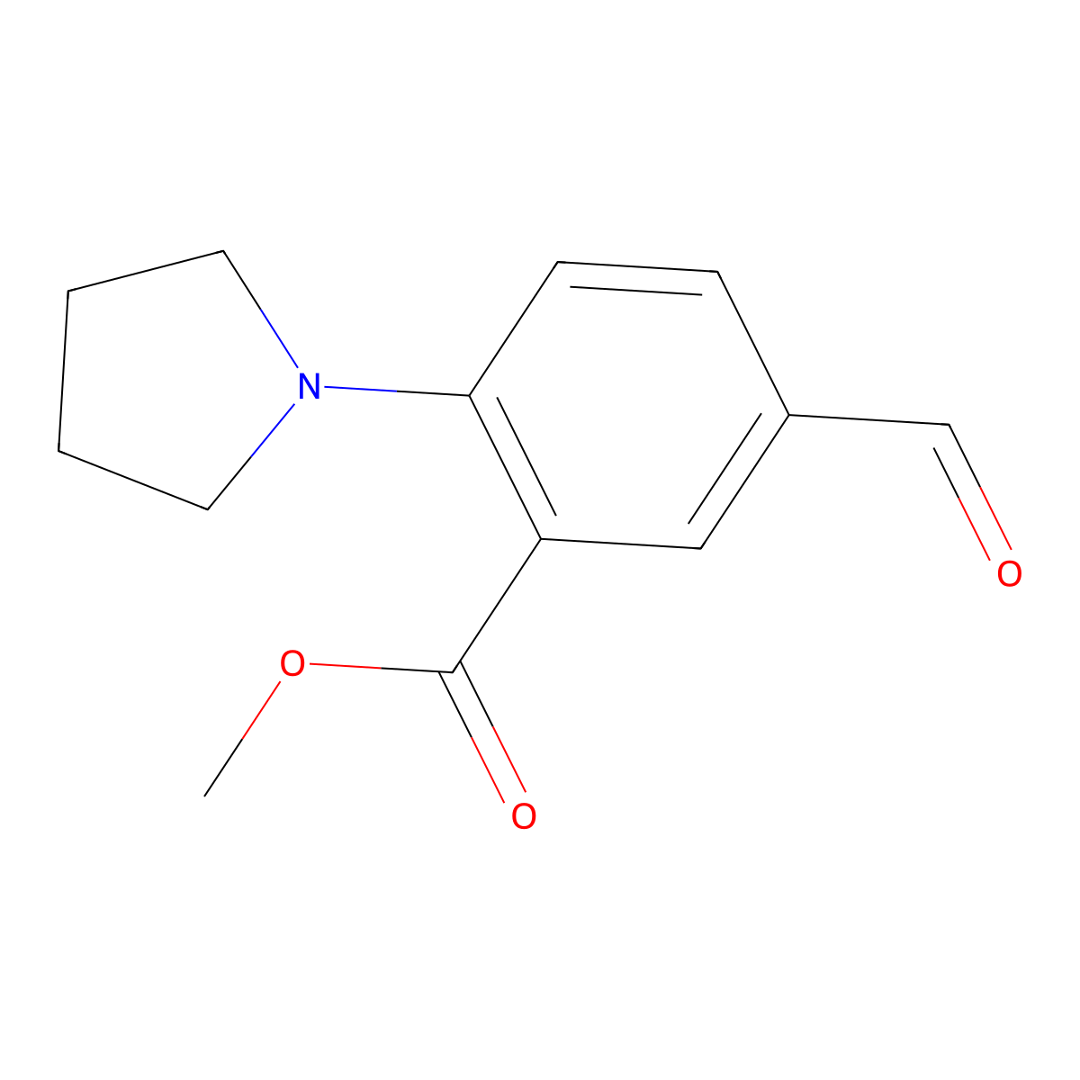 Methyl 5-formyl-2-(pyrrolidin-1-yl)benzoate molecular structure, CAS 1312117-87-5