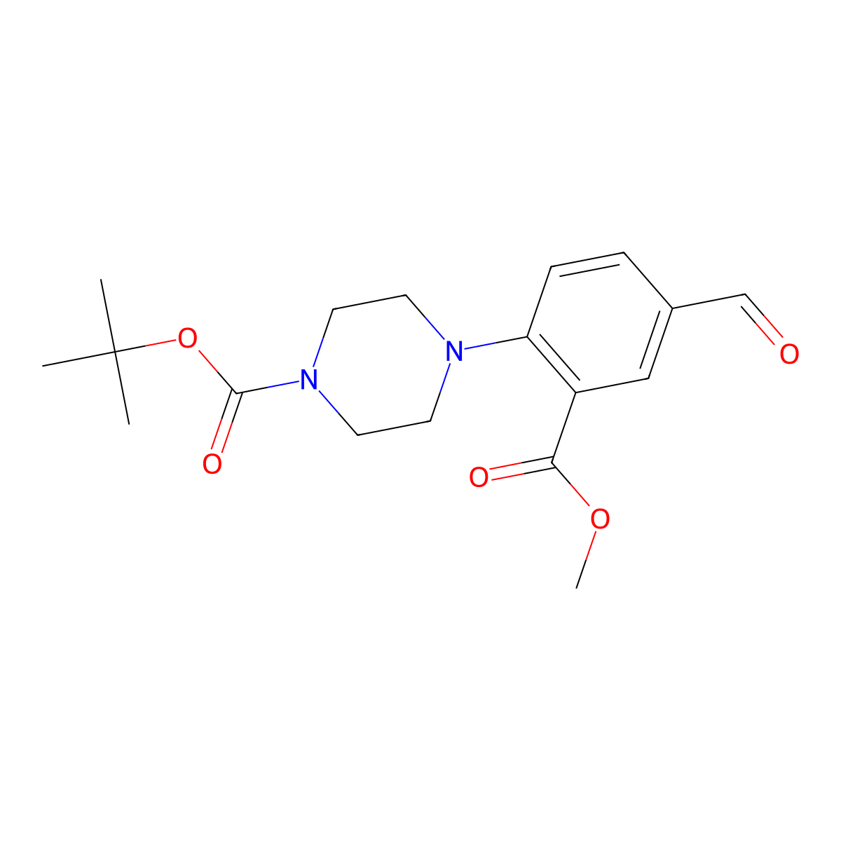 Tert-butyl 4-[4-formyl-2-(methoxycarbonyl)phenyl]piperazine-1-carboxylate molecular structure, CAS 1312118-07-2