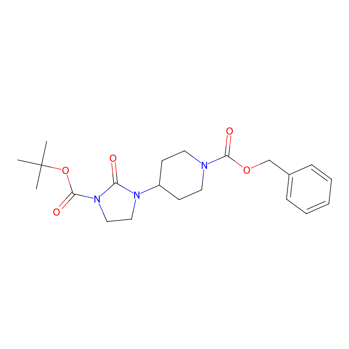 Benzyl 4-{3-[(tert-butoxy)carbonyl]-2-oxoimidazolidin-1-yl}piperidine-1-carboxylate molecular structure, CAS 1312118-25-4