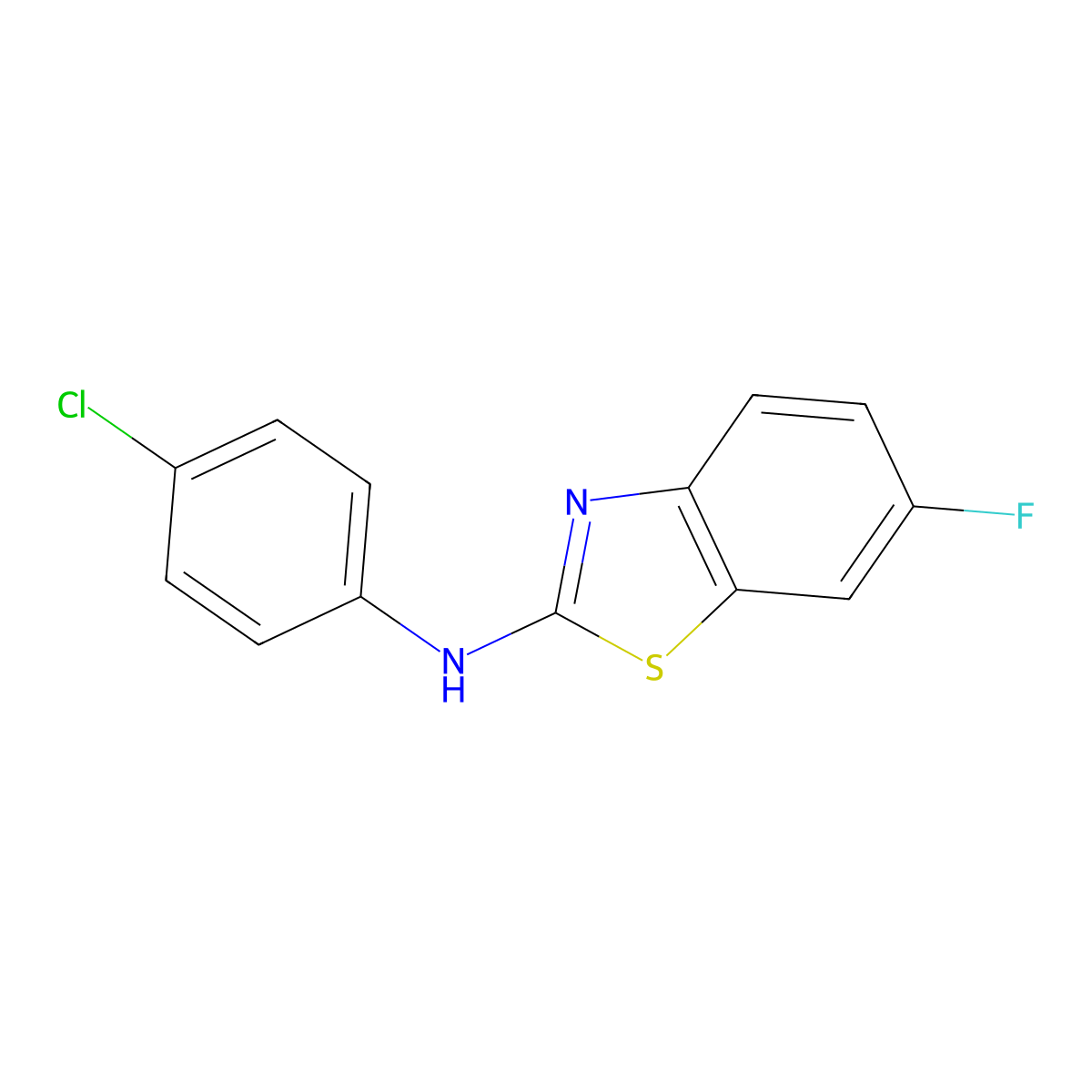 N-(4-chlorophenyl)-6-fluoro-1,3-benzothiazol-2-amine molecular structure, CAS 131213-17-7