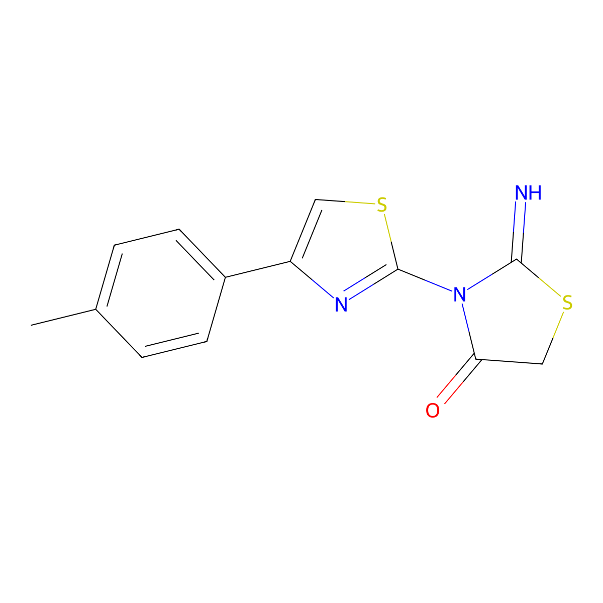 2-Imino-3-[4-(4-methylphenyl)-1,3-thiazol-2-yl]-1,3-thiazolidin-4-one molecular structure, CAS 131213-51-9