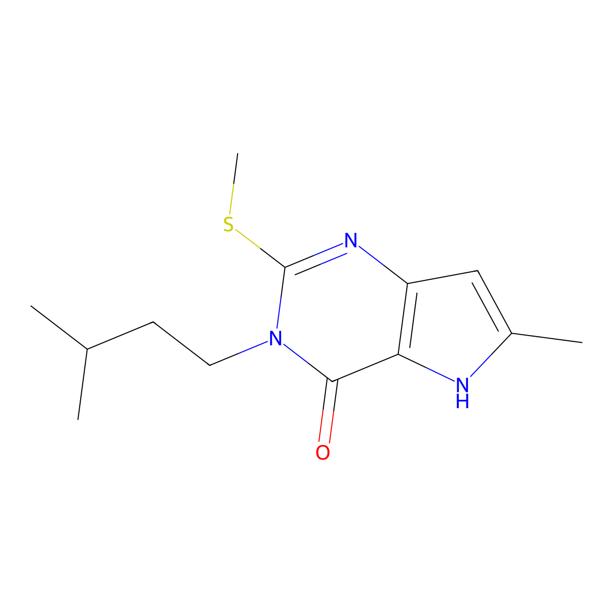 3-Isopentyl-6-methyl-2-(methylthio)-3H-pyrrolo[3,2-d]pyrimidin-4(5H)-one molecular structure, CAS 1312132-22-1