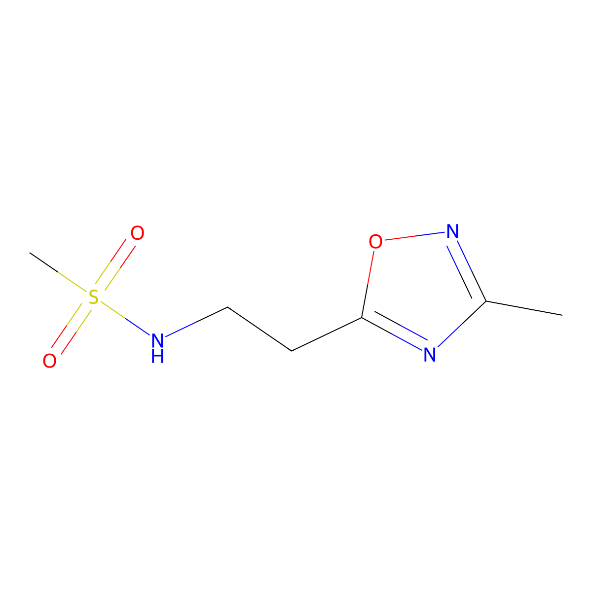 N-[2-(3-methyl-1,2,4-oxadiazol-5-yl)ethyl]methanesulfonamide molecular structure, CAS 1312132-81-2