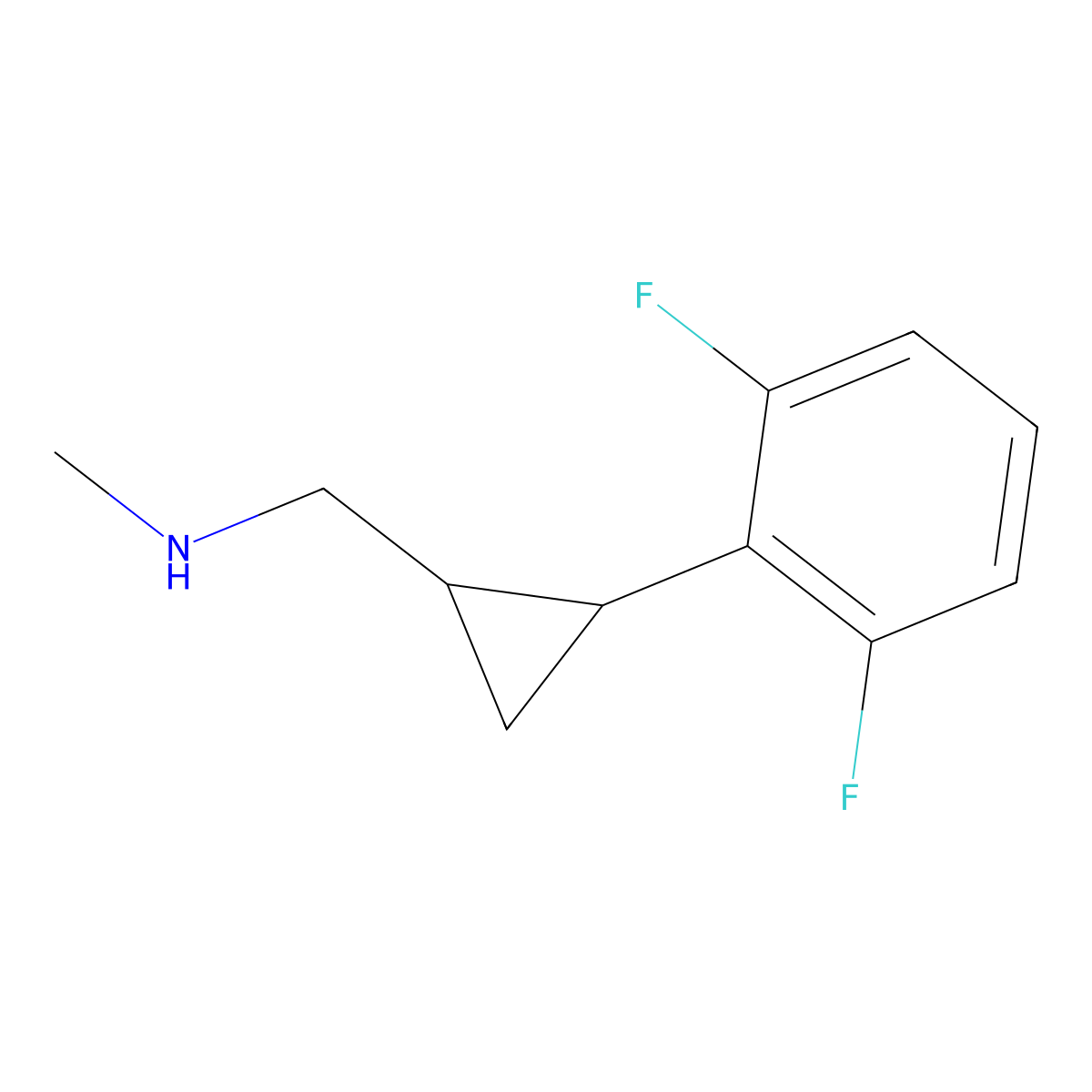 1-(2-(2,6-Difluorophenyl)cyclopropyl)-N-methylmethanamine molecular structure, CAS 1312132-85-6