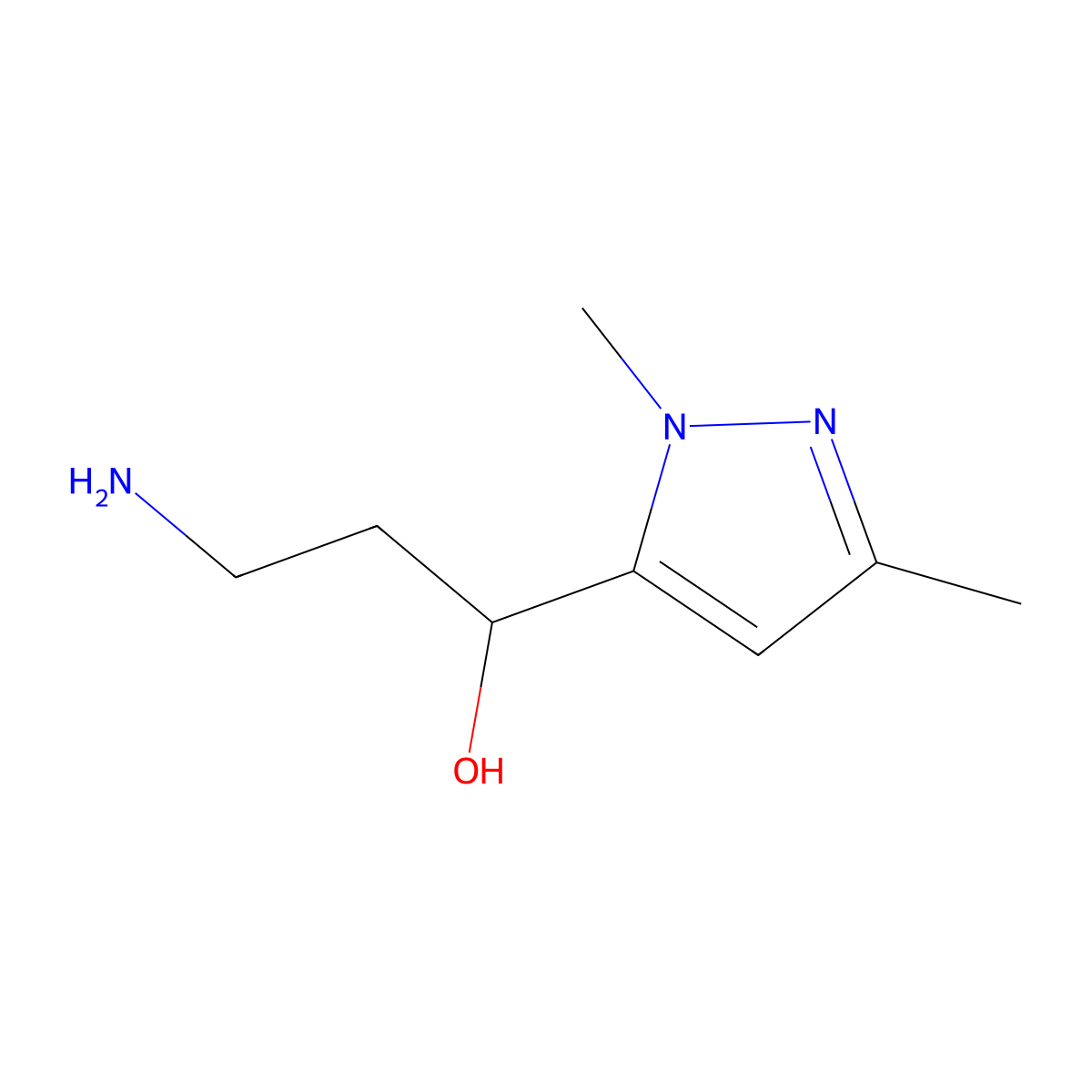 3-Amino-1-(1,3-dimethyl-1h-pyrazol-5-yl)propan-1-ol molecular structure, CAS 1312137-31-7