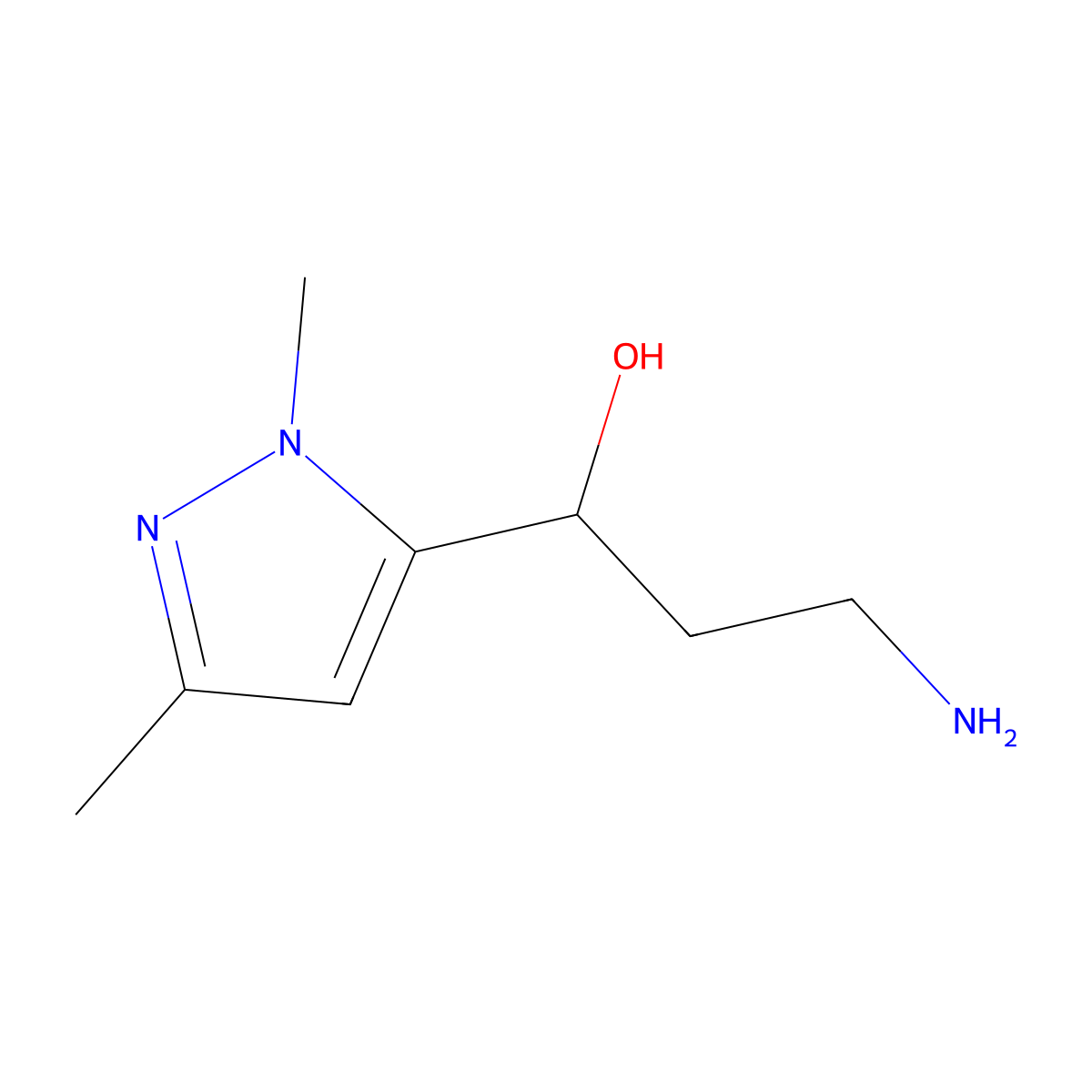 3-Amino-1-(1,3-dimethyl-1h-pyrazol-5-yl)propan-1-ol molecular structure, CAS 1312137-31-7