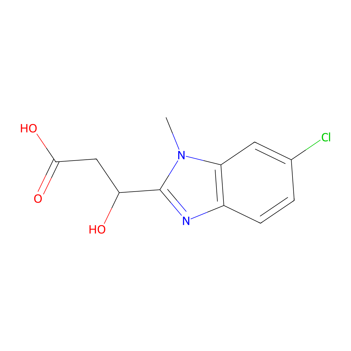 3-(6-chloro-1-methyl-1H-benzimidazol-2-yl)-3-hydroxypropanoic acid molecular structure, CAS 1312138-05-8