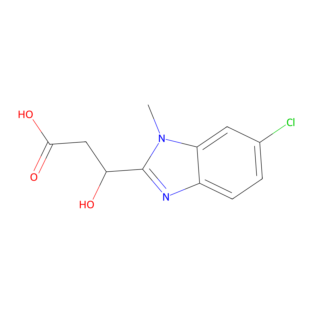3-(6-chloro-1-methyl-1H-benzimidazol-2-yl)-3-hydroxypropanoic acid molecular structure, CAS 1312138-05-8