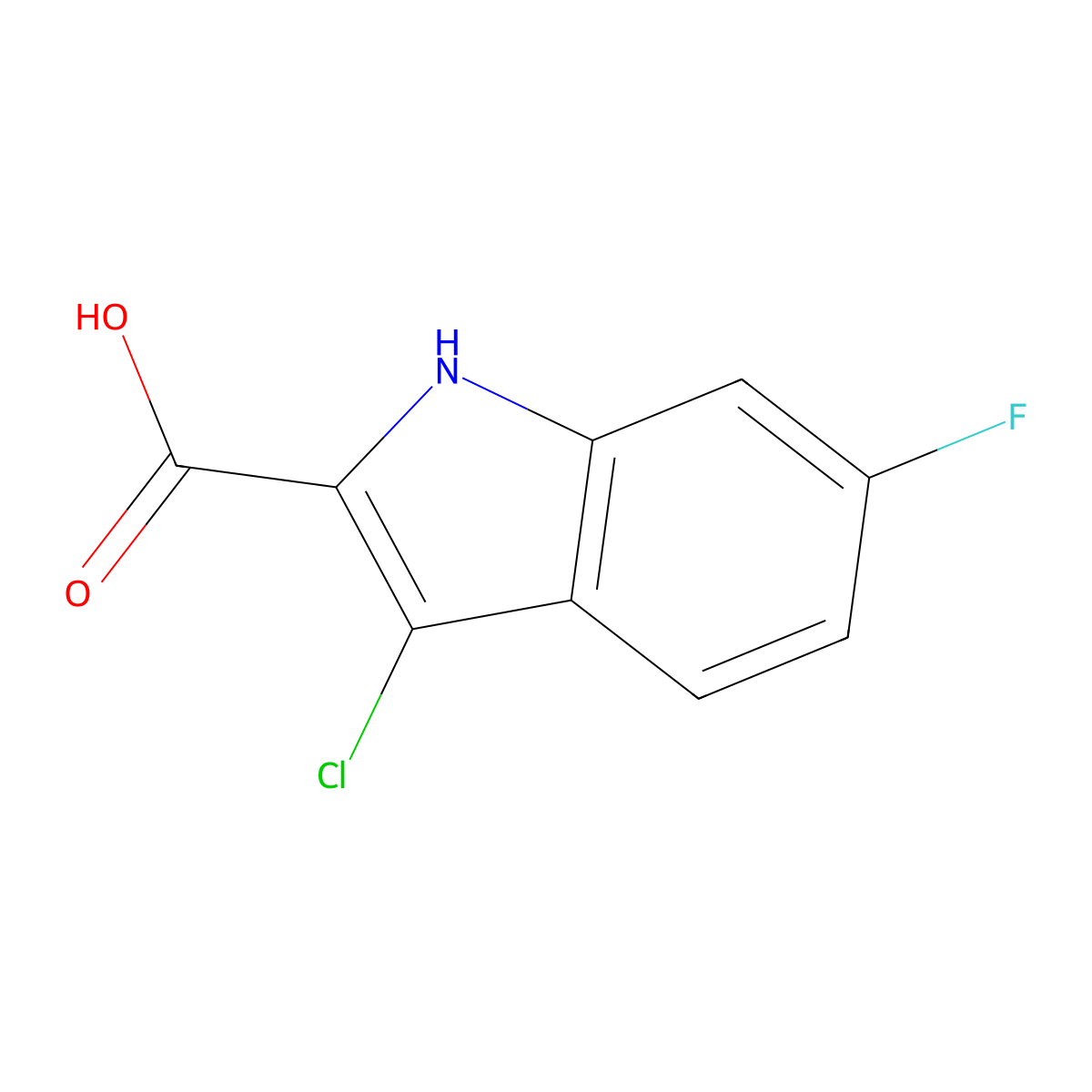 3-Chloro-6-fluoro-1H-indole-2-carboxylic acid molecular structure, CAS 1312138-48-9
