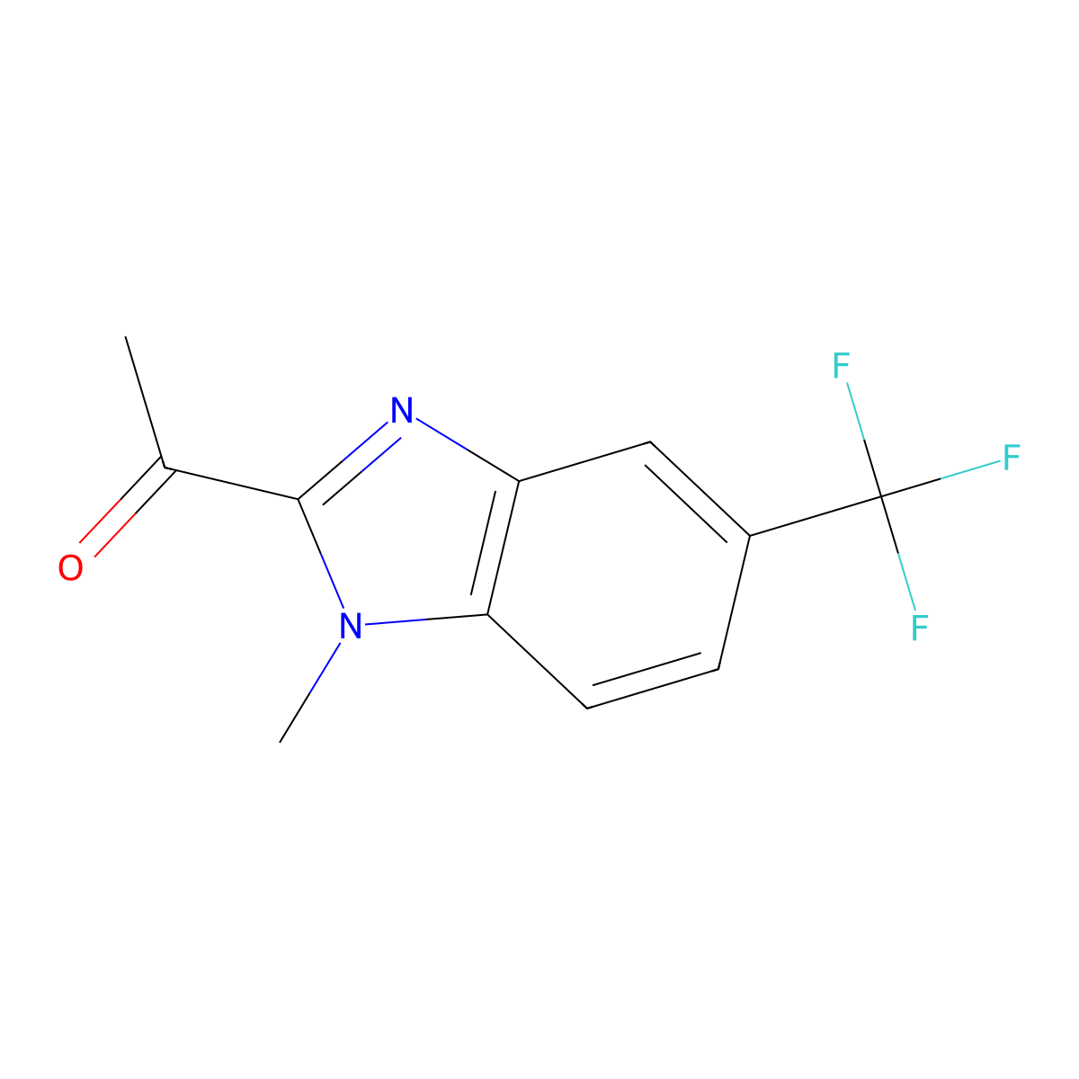 1-[1-methyl-5-(trifluoromethyl)-1H-1,3-benzodiazol-2-yl]ethan-1-one molecular structure, CAS 1312139-07-3