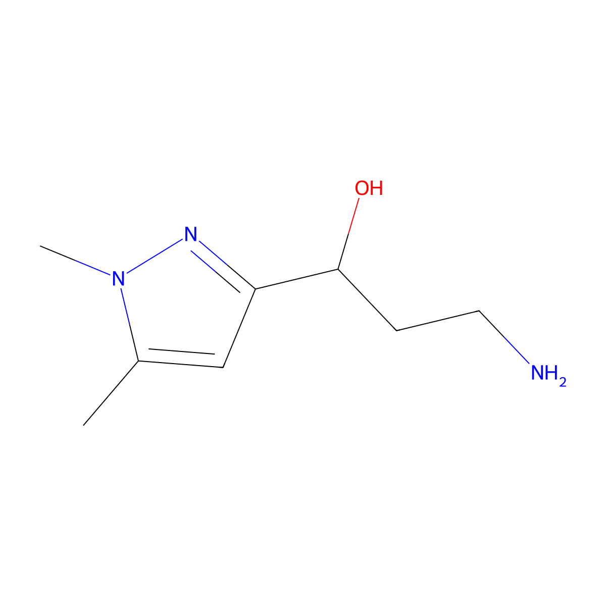 3-Amino-1-(1,5-dimethyl-1h-pyrazol-3-yl)propan-1-ol molecular structure, CAS 1312139-56-2