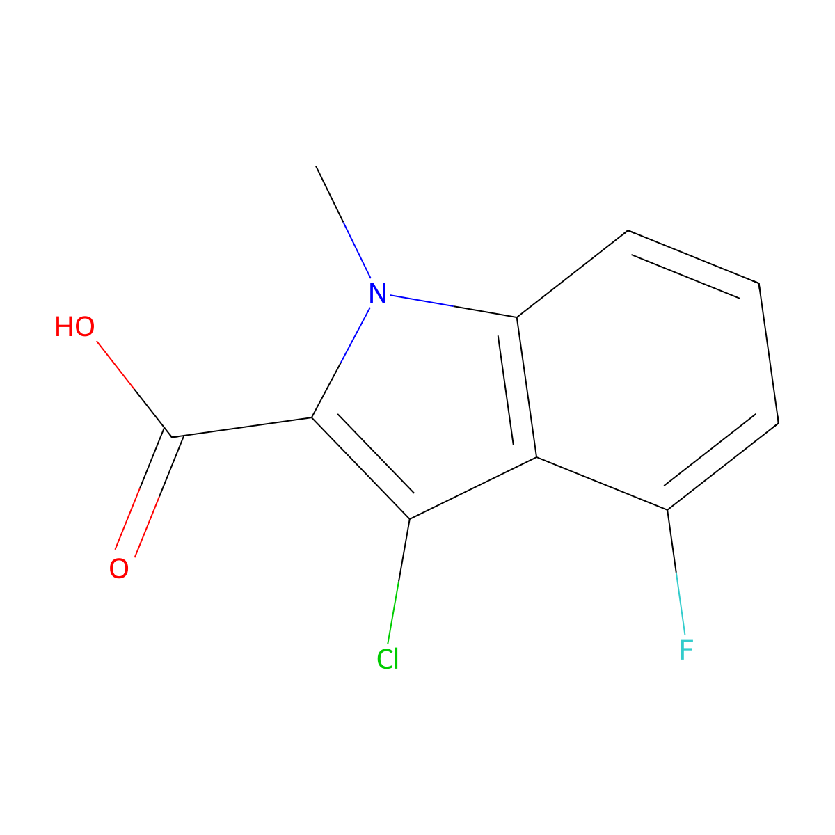 3-Chloro-4-fluoro-1-methyl-1H-indole-2-carboxylic acid molecular structure, CAS 1312141-19-7