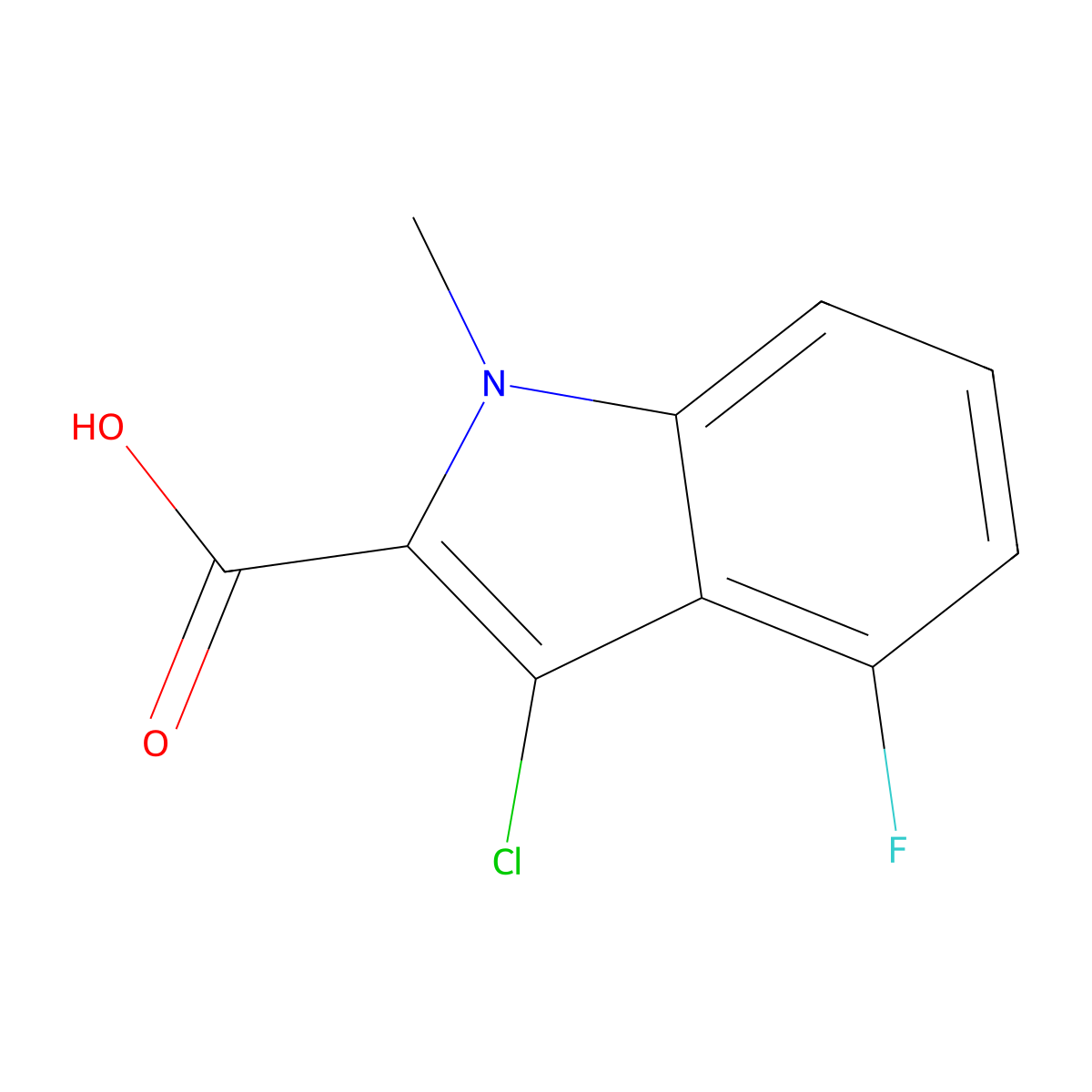 3-Chloro-4-fluoro-1-methyl-1H-indole-2-carboxylic acid molecular structure, CAS 1312141-19-7