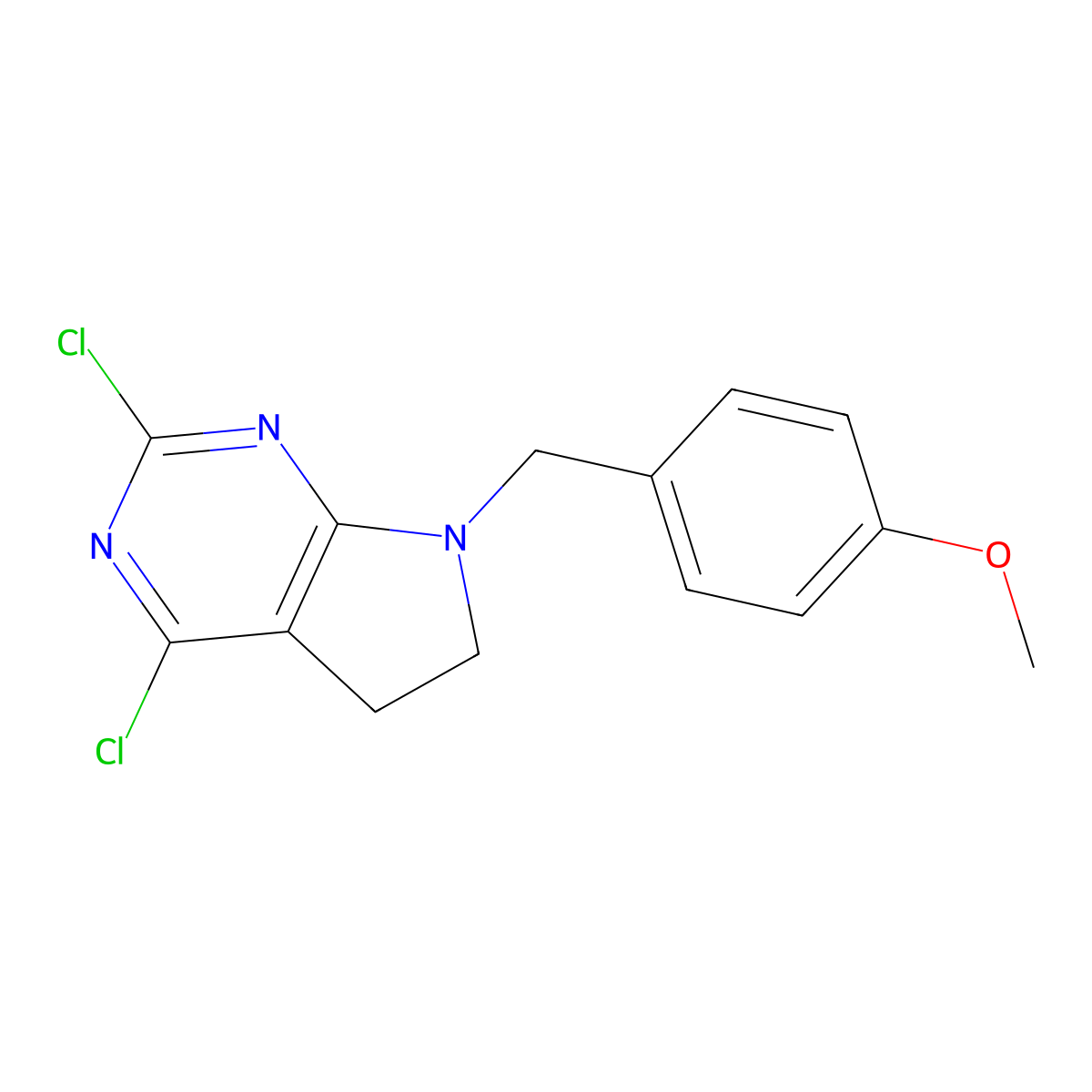 2,4-dichloro-7-(4-methoxybenzyl)-6,7-dihydro-5H-pyrrolo[2,3-d]pyrimidine molecular structure, CAS 1312162-73-4