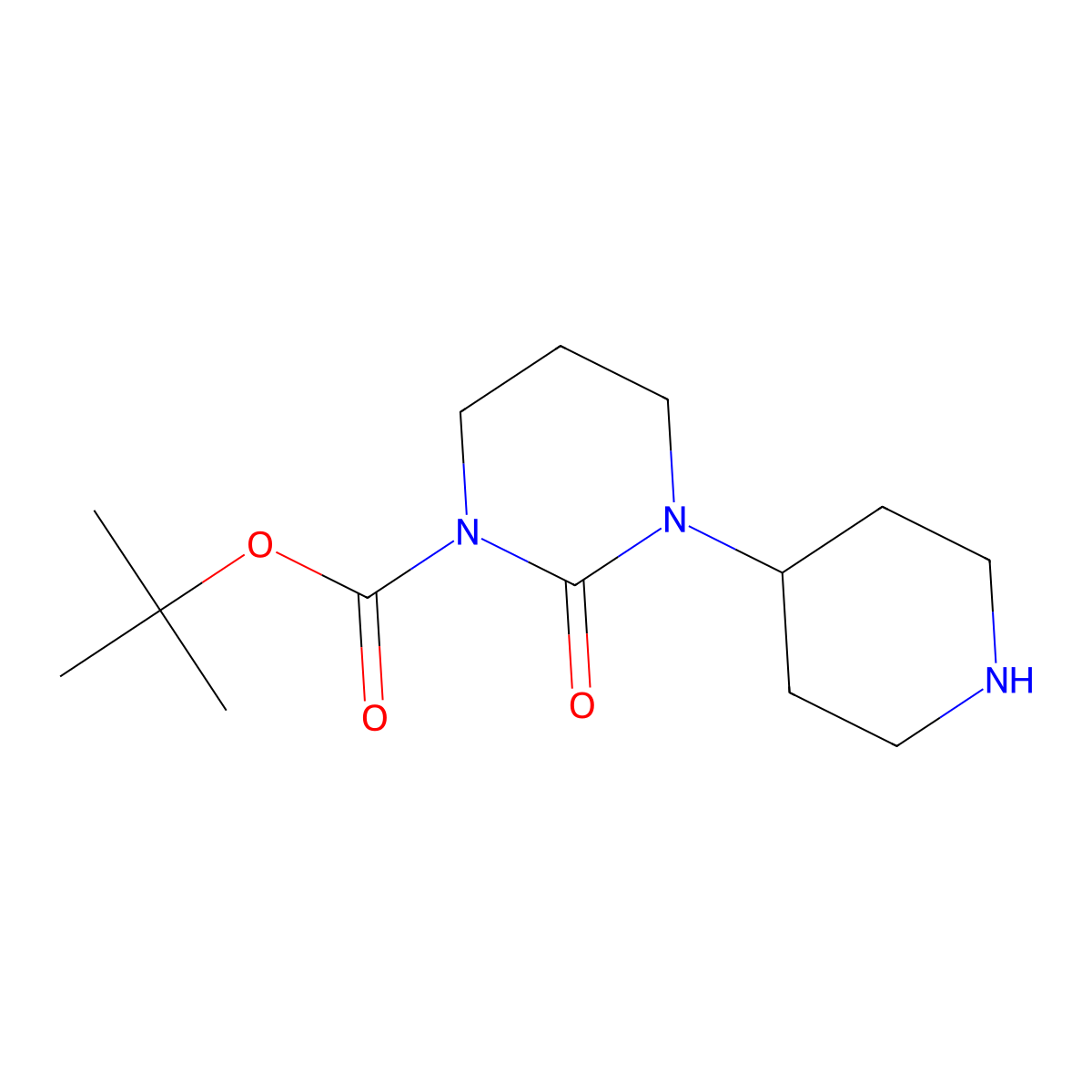 Tert-butyl 2-oxo-3-(piperidin-4-yl)-1,3-diazinane-1-carboxylate molecular structure, CAS 1312186-07-4