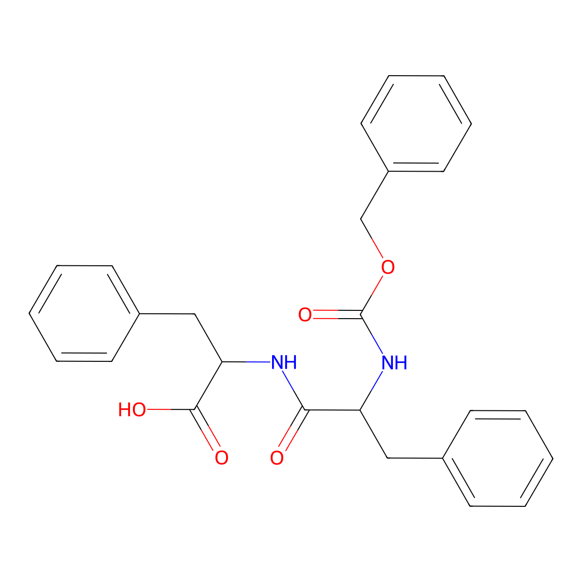 N-((Phenylmethoxy)carbonyl)-L-phenylalanyl-L-phenylalanine molecular structure, CAS 13122-91-3