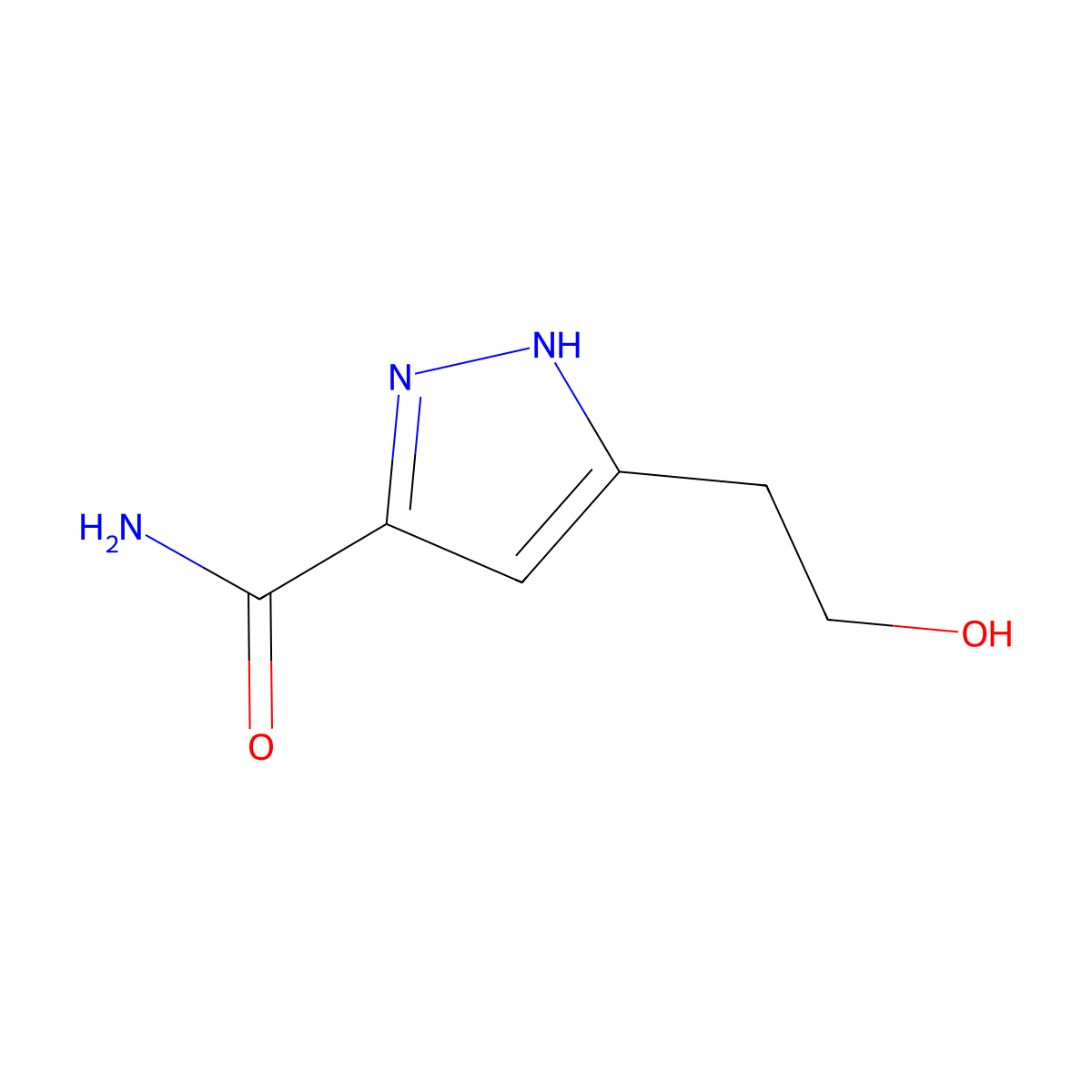 5-(2-hydroxyethyl)-1H-pyrazole-3-carboxamide molecular structure, CAS 1312205-25-6