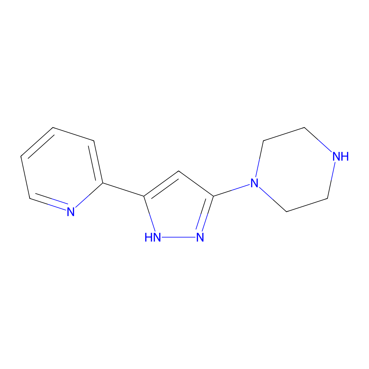 1-[3-(pyridin-2-yl)-1H-pyrazol-5-yl]piperazine molecular structure, CAS 1312208-40-4